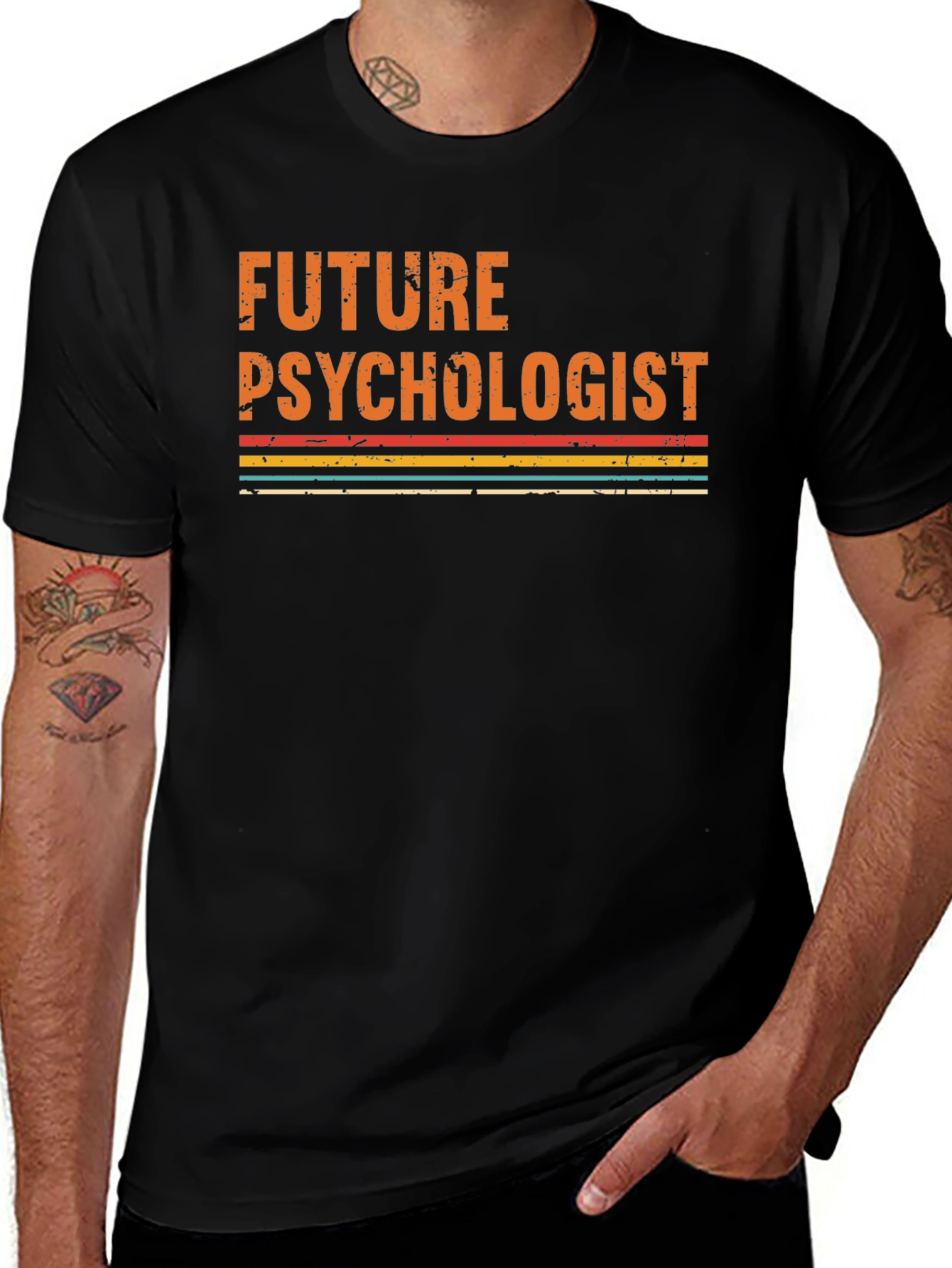 Variant 6 of Future Psychologist Graphic Tee - Retro Style Black T-Shirt