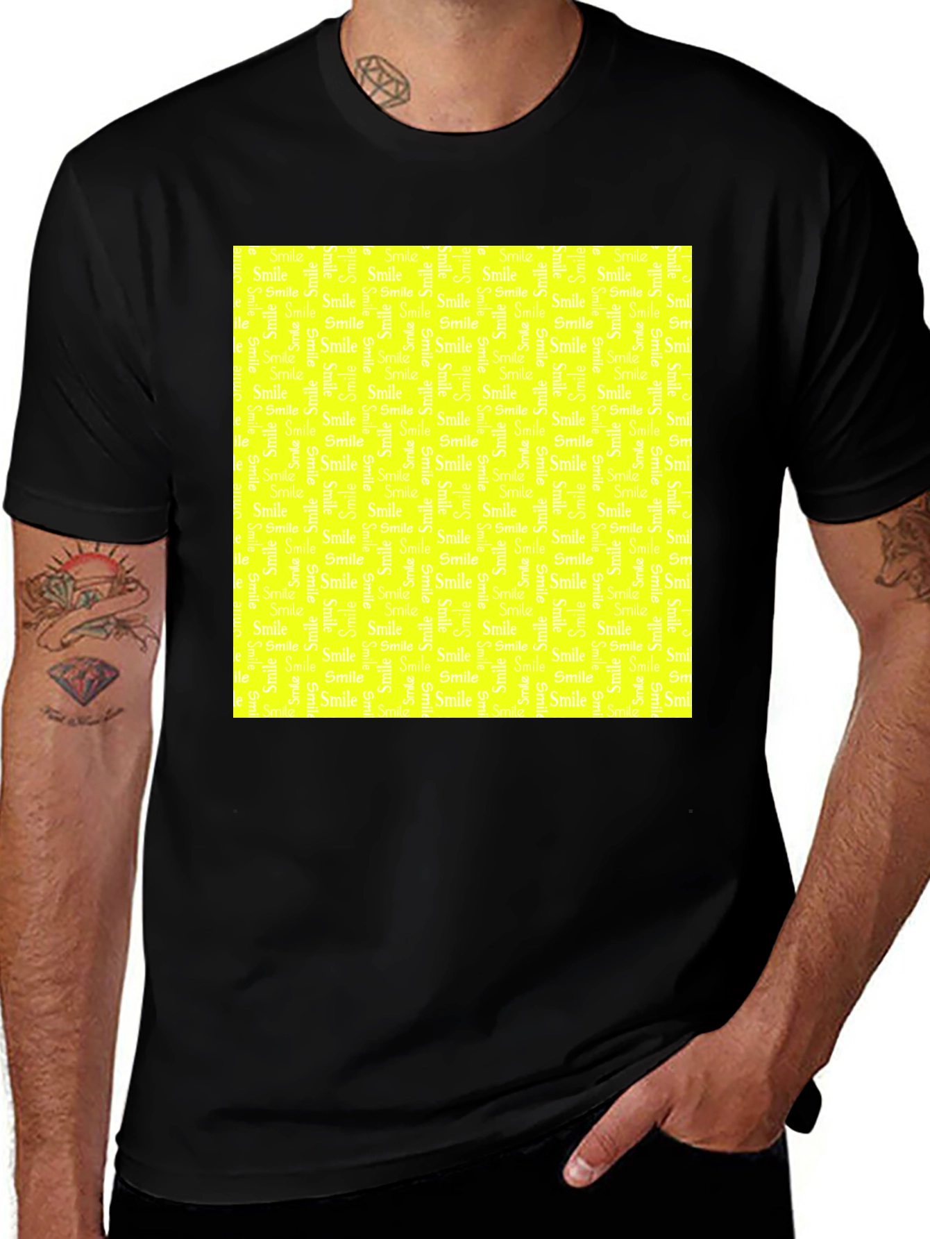 Variant 13 of Smile Pattern Black T-Shirt