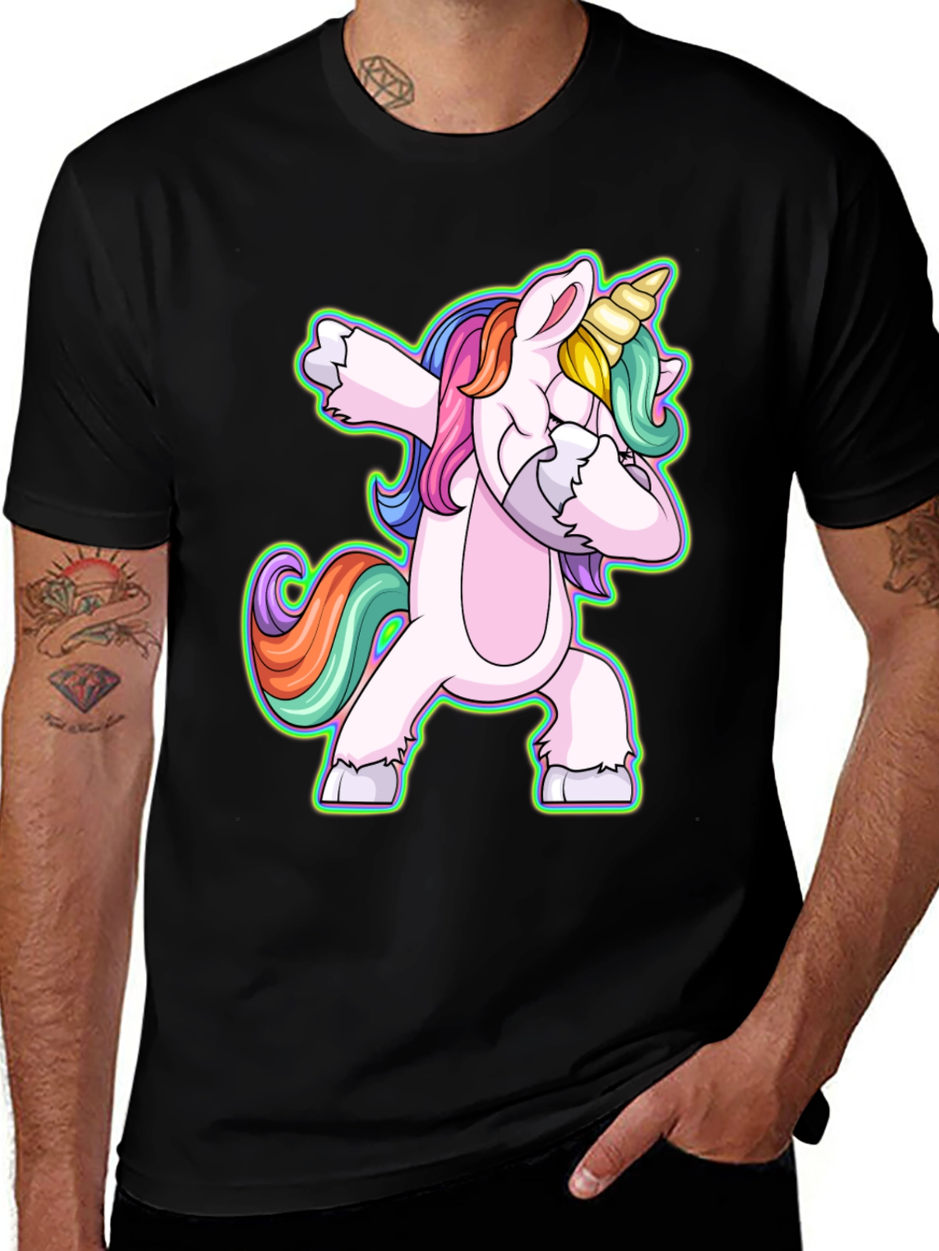 Variant 24 of Dabbing Unicorn Graphic Tee - Fun & Stylish Black T-Shirt
