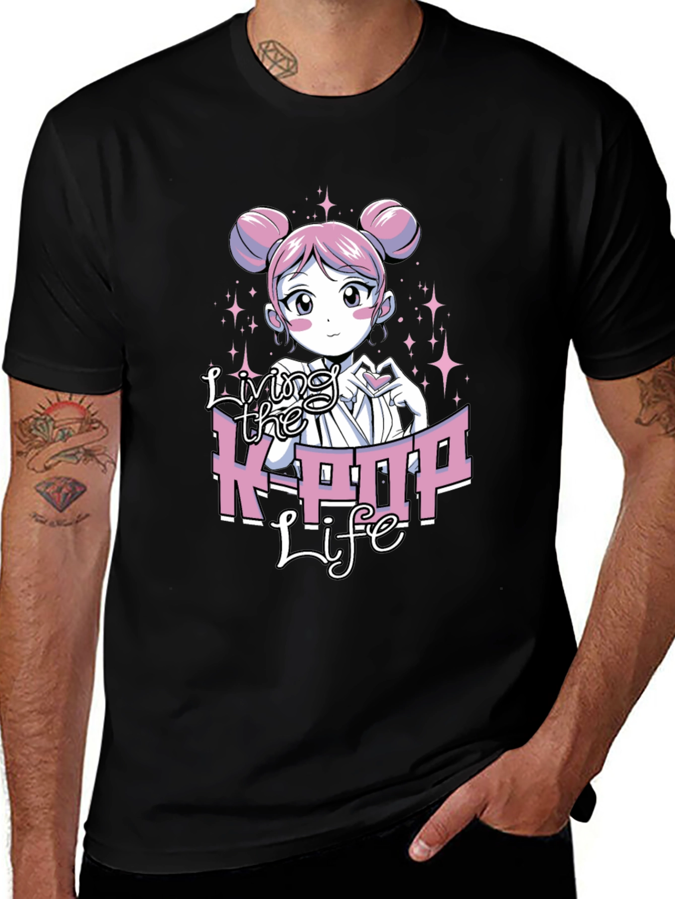 Variant 8 of Living the K-POP Life Black Graphic Tee