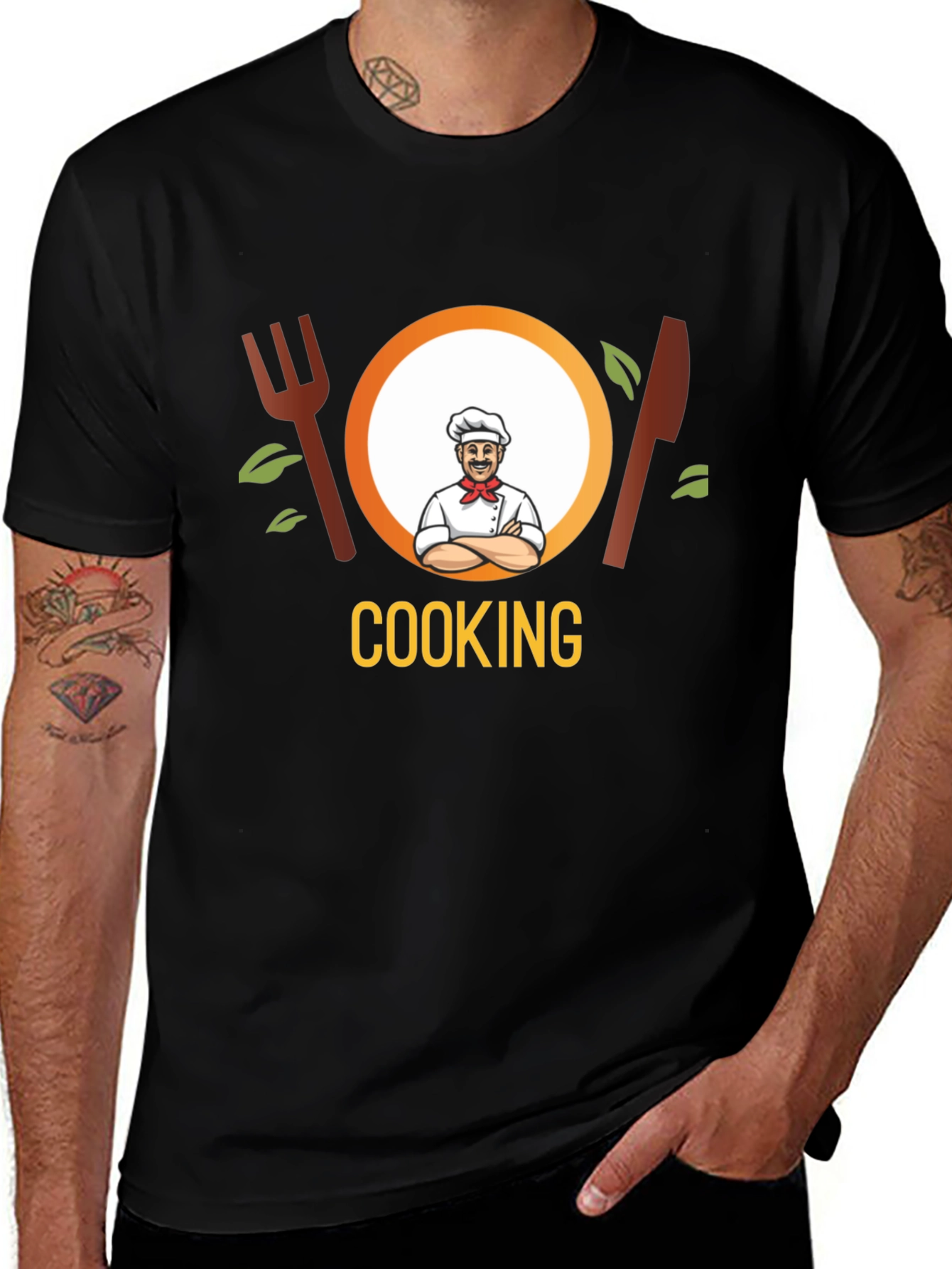 Variant 10 of Cooking Chef Graphic Tee - Black Cotton T-Shirt