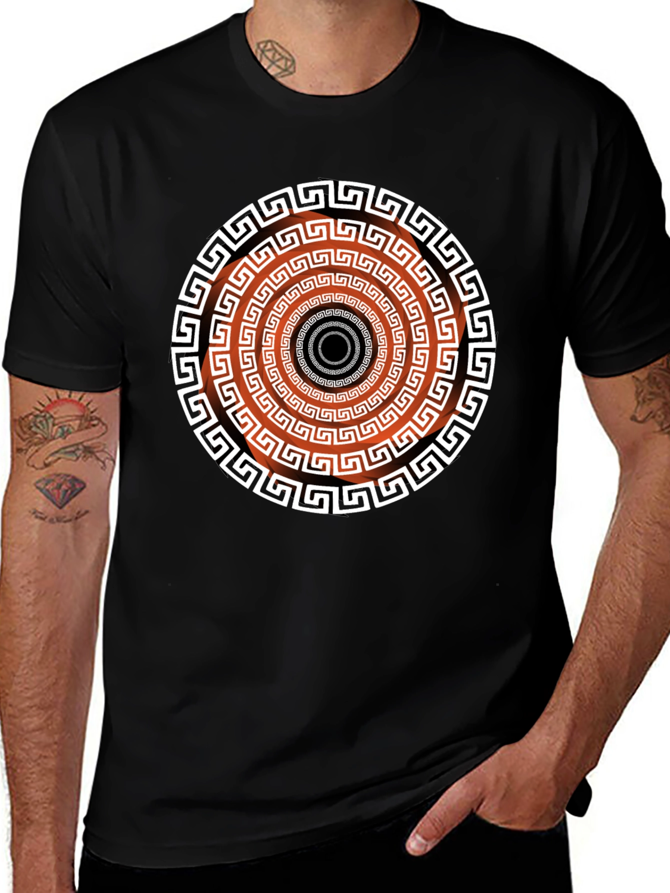 Variant 6 of Geometric Patterned Black T-Shirt