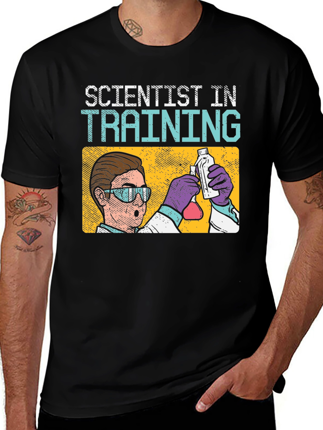 Scientist In Training T-Shirt: Black Cotton Crew Neck