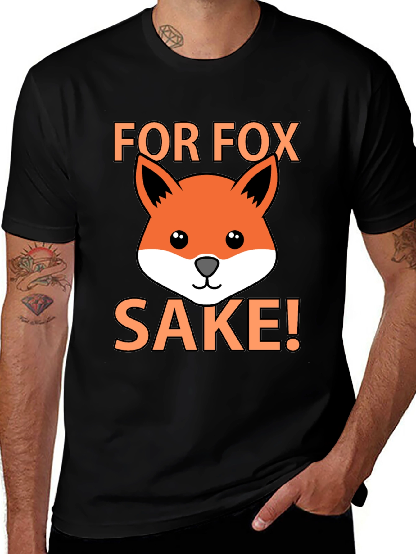 Variant 8 of For Fox Sake! Funny Graphic Black T-Shirt