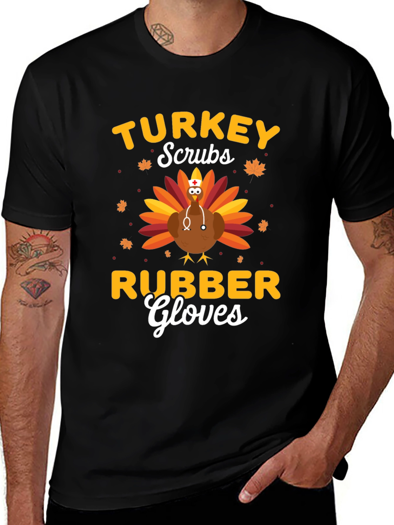 Turkey Scrubs Rubber Gloves Graphic T-Shirt