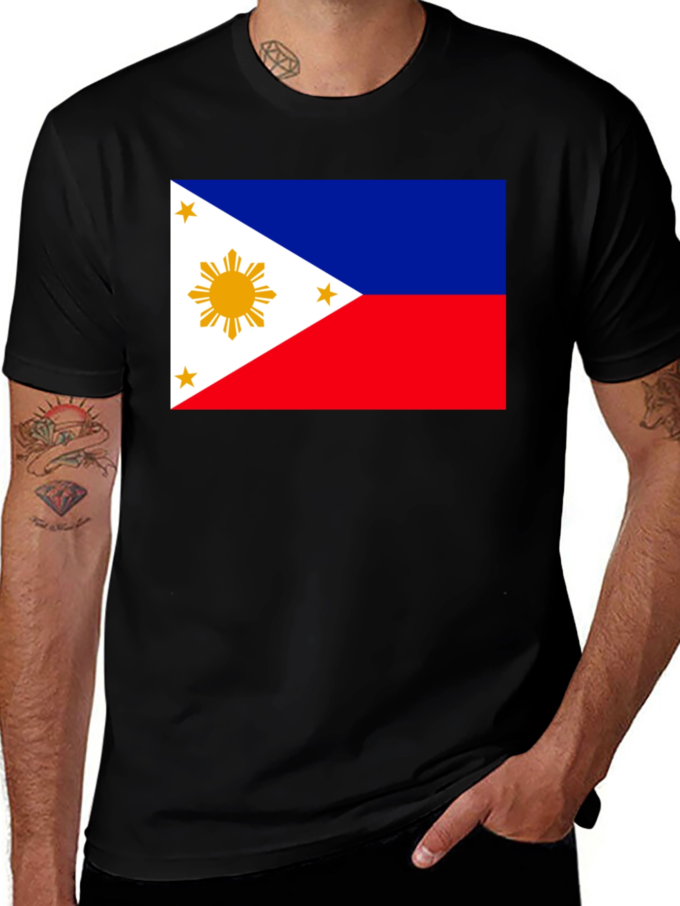 Variant 23 of Philippines Flag Black T-Shirt