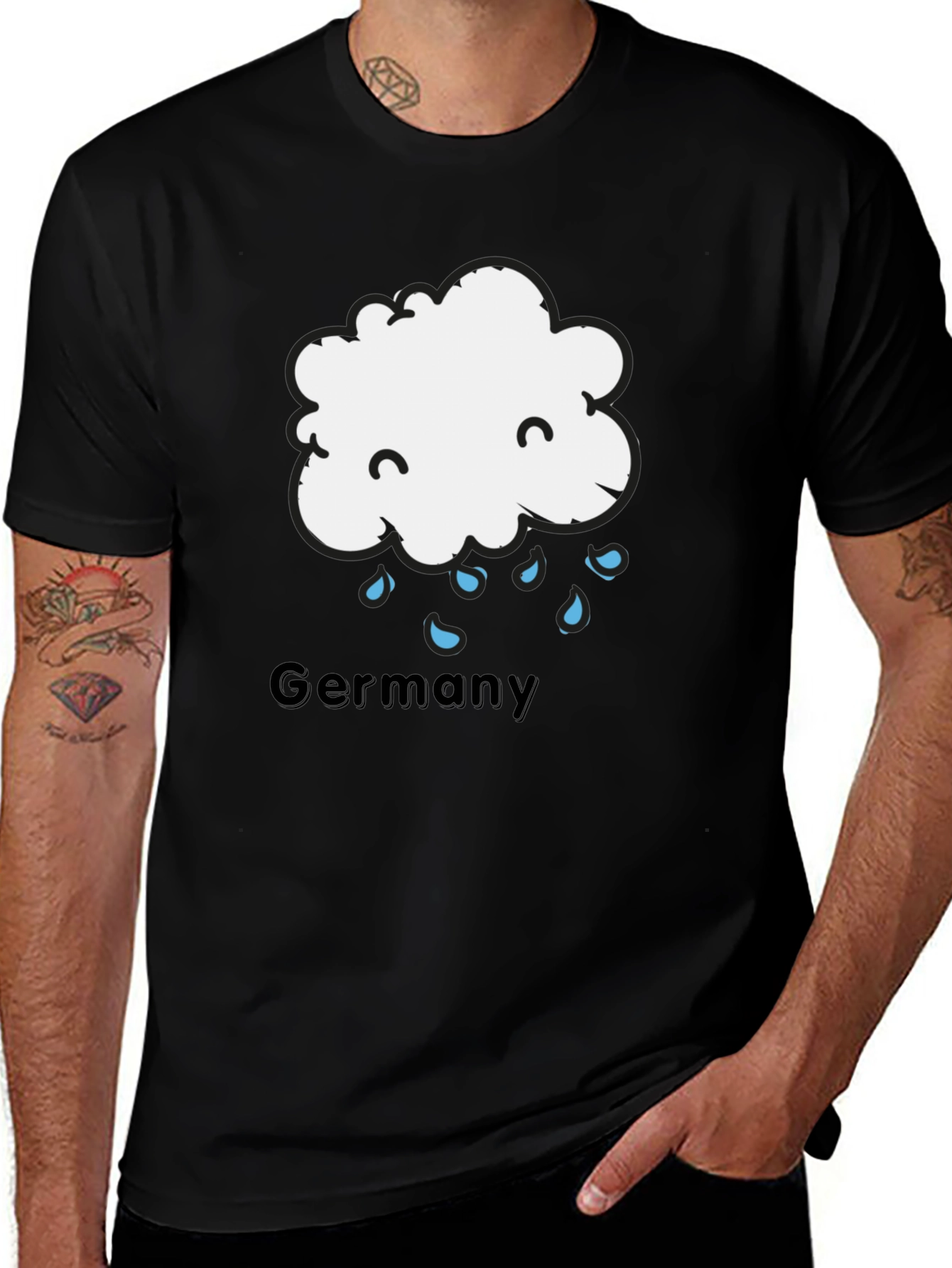 Variant 22 of Germany Rainy Cloud T-Shirt - Black