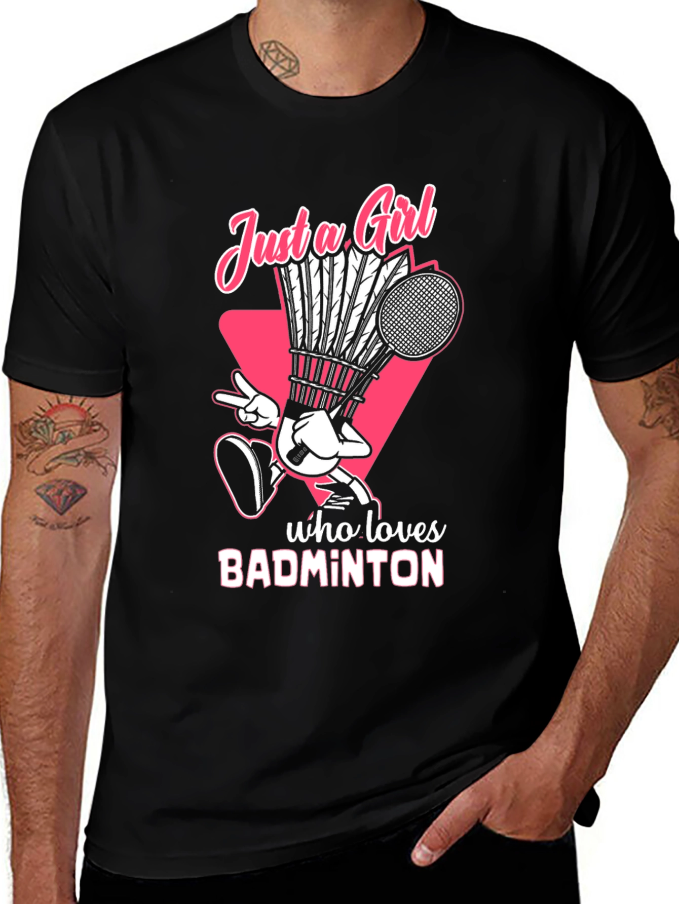 Variant 23 of Just a Girl Who Loves Badminton Black Graphic Tee