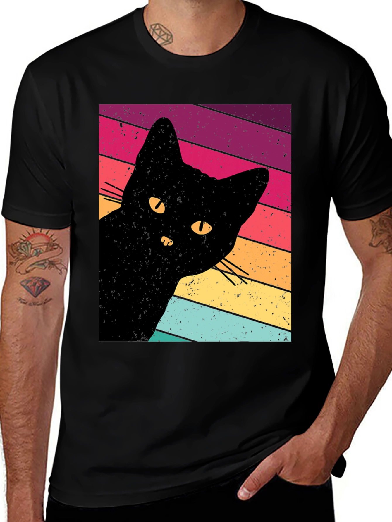 Variant 20 of Retro Black Cat Graphic Tee