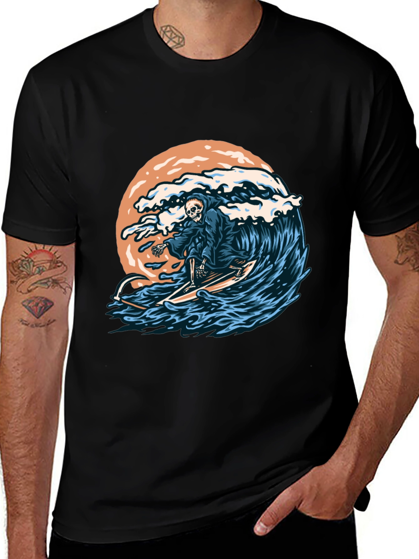 Variant 19 of Surfing Grim Reaper Graphic T-Shirt