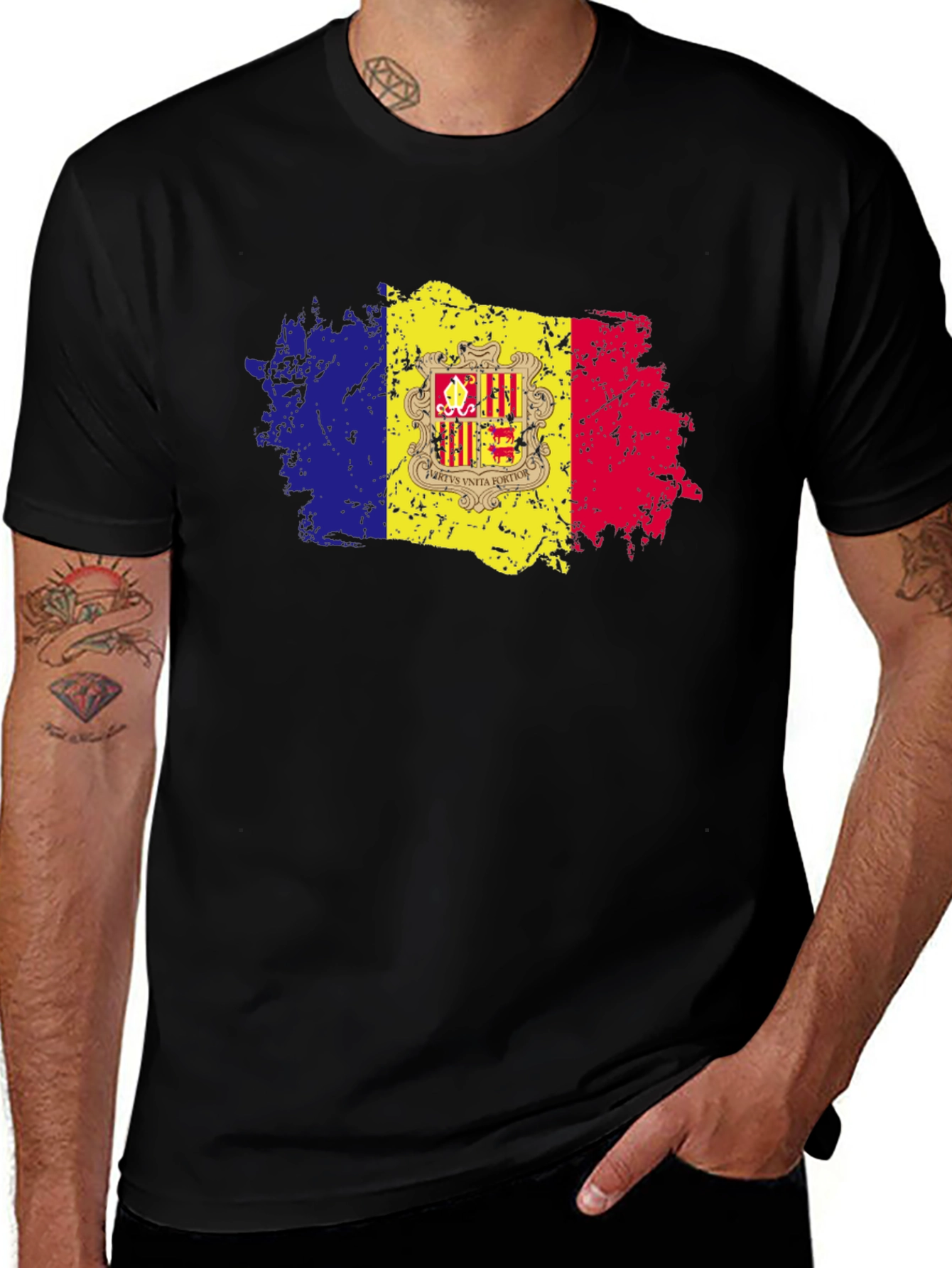 Andorra Flag Grunge Style T-Shirt