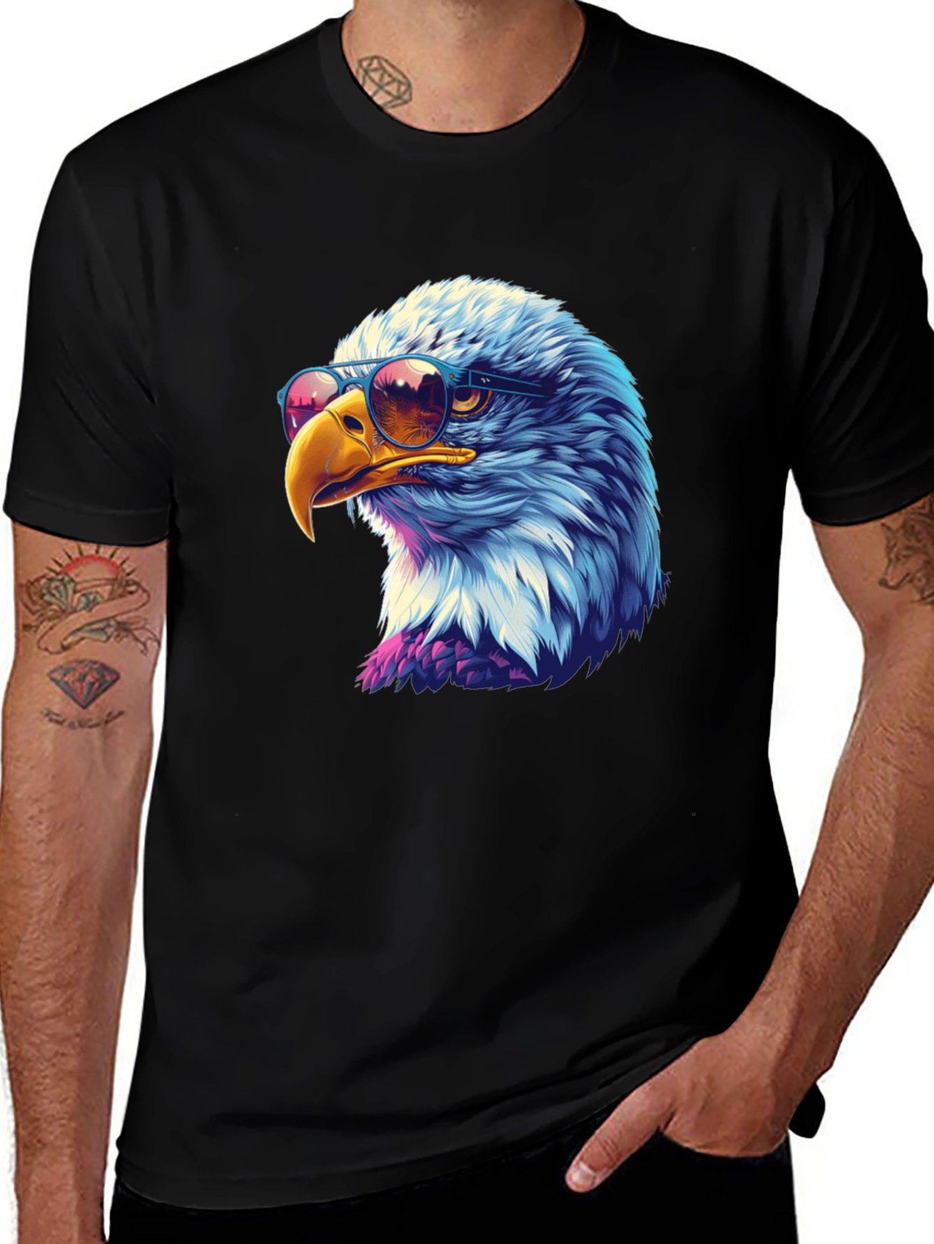 Variant 27 of Cool Eagle Graphic Tee - Black T-Shirt