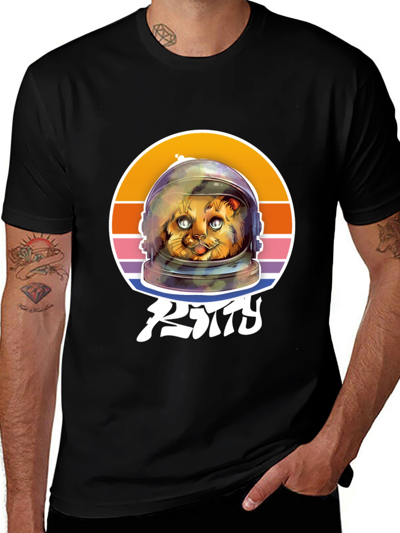 Variant 14 of Kitty Astronaut T-Shirt - Cool Cat Space Tee