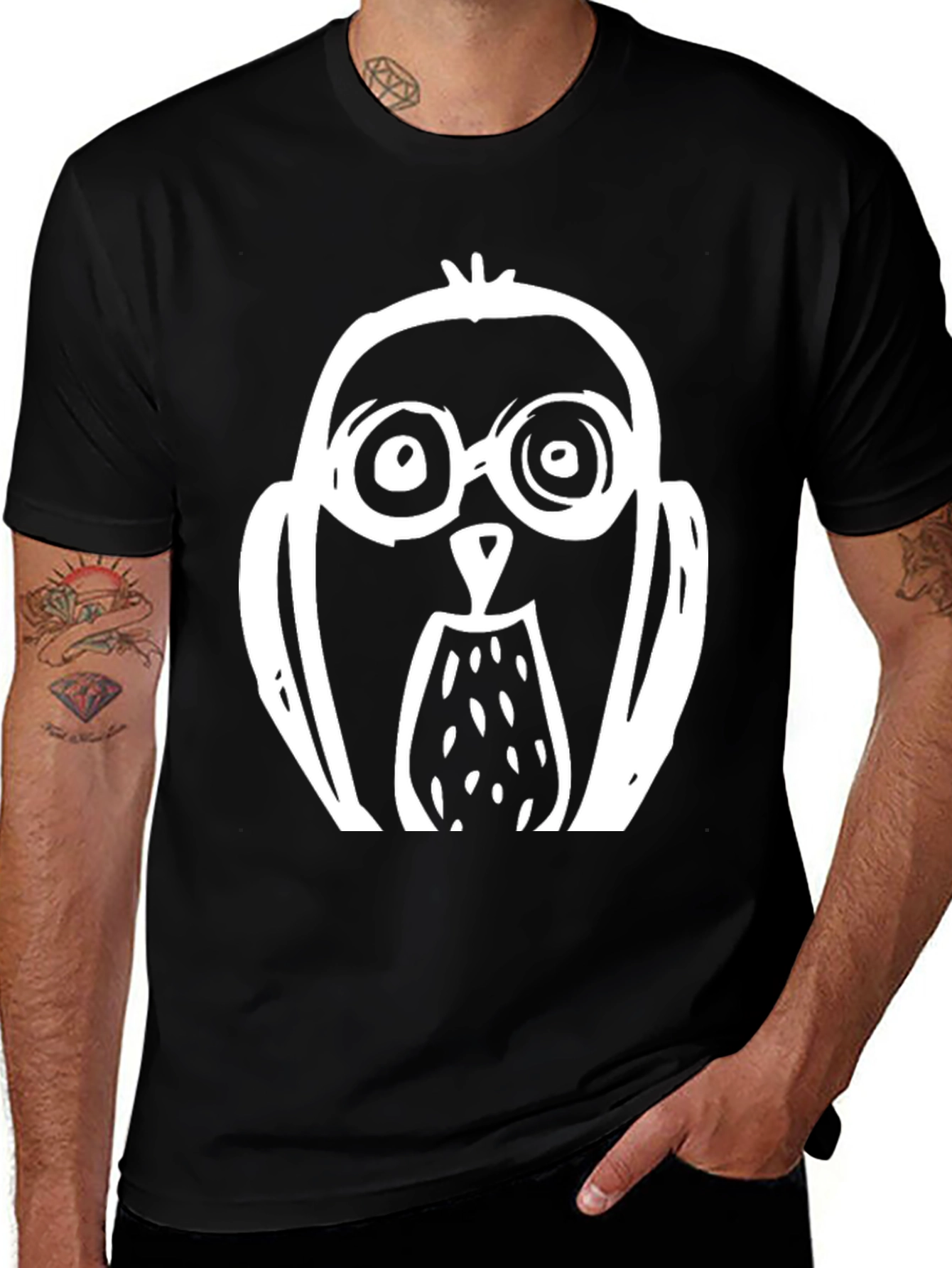 Variant 25 of Owl Graphic Print Men's T-Shirt - Black