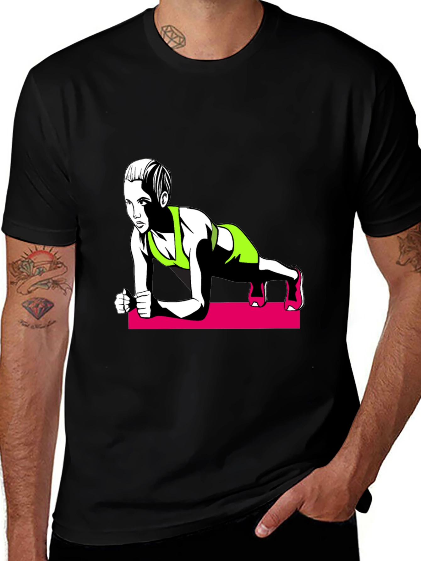 Variant 18 of Fitness Graphic T-Shirt - Plank Pose Design