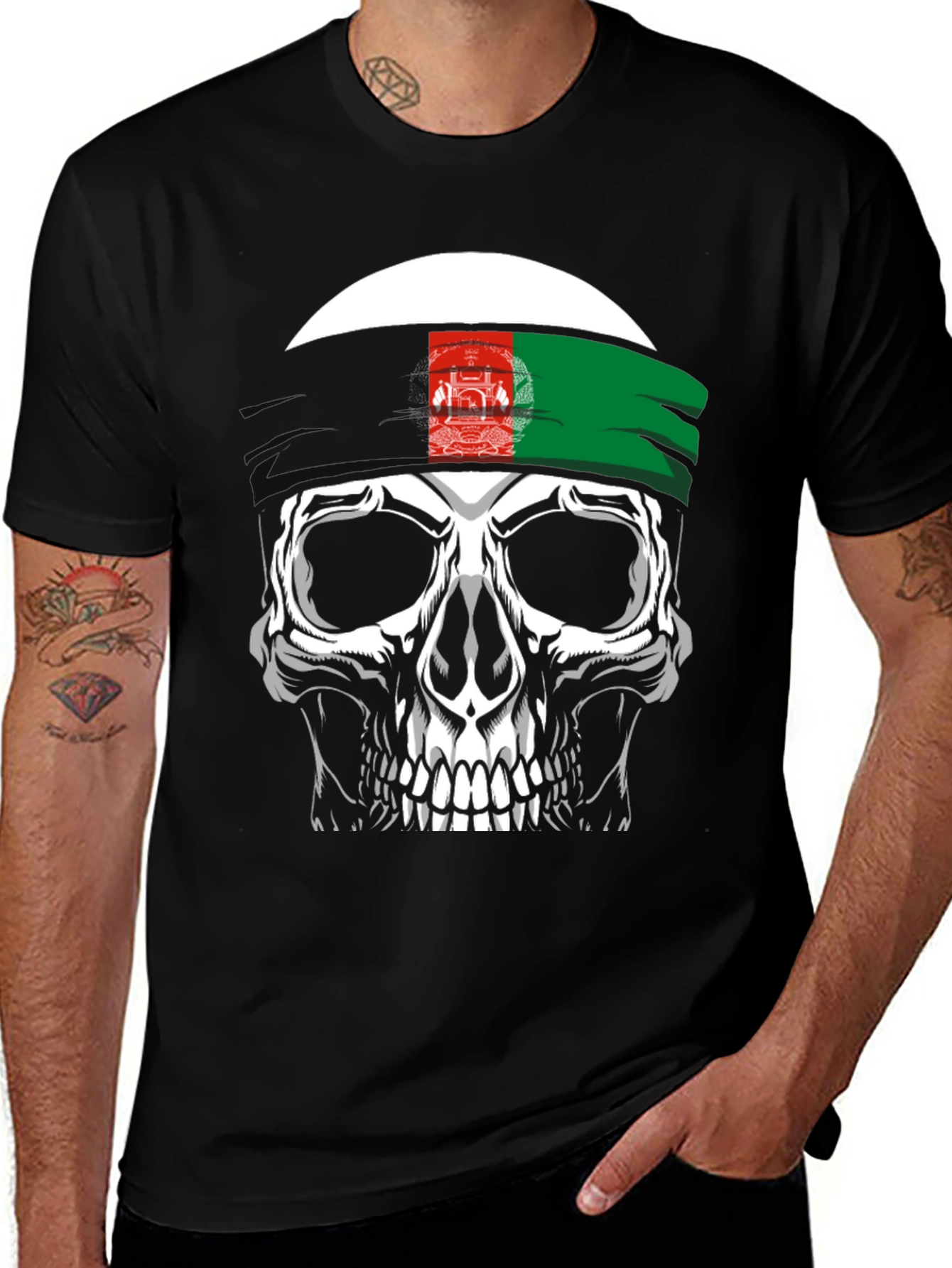 Variant 10 of Skull Afghanistan Flag Bandana T-Shirt
