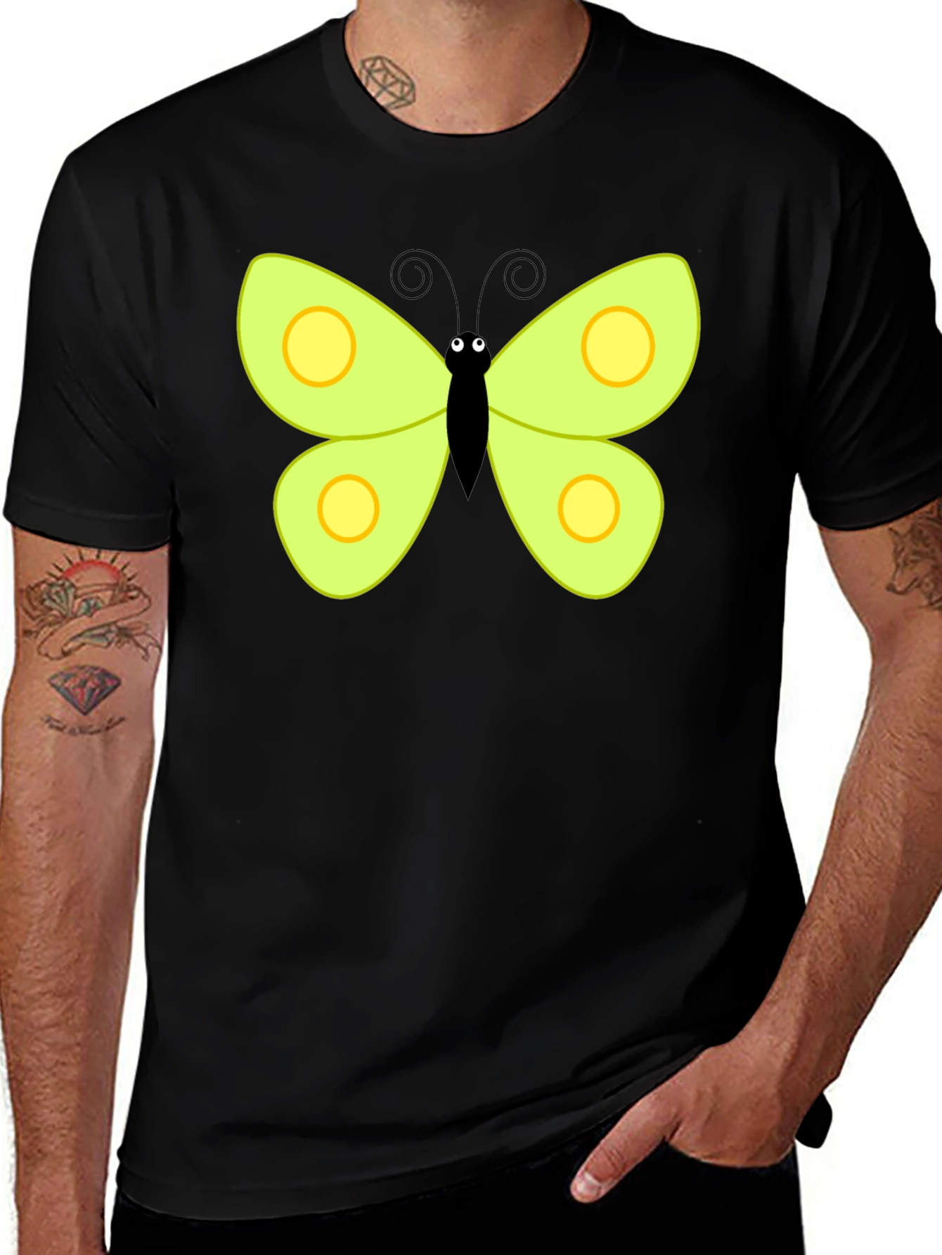 Variant 3 of Butterfly Graphic Tee - Men's Black T-Shirt