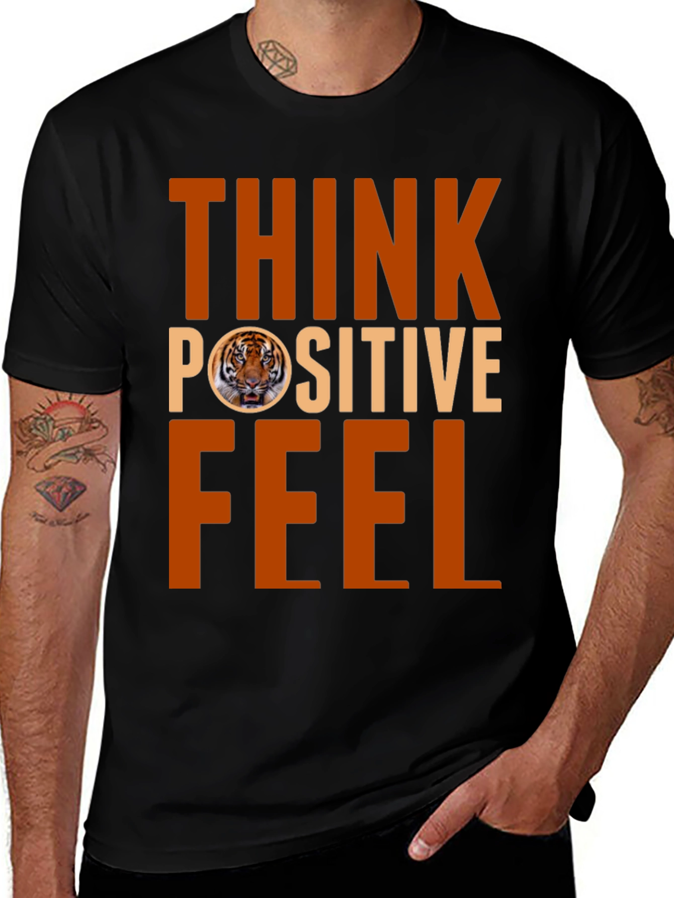 Think Positive Feel Good Tiger Graphic Tee