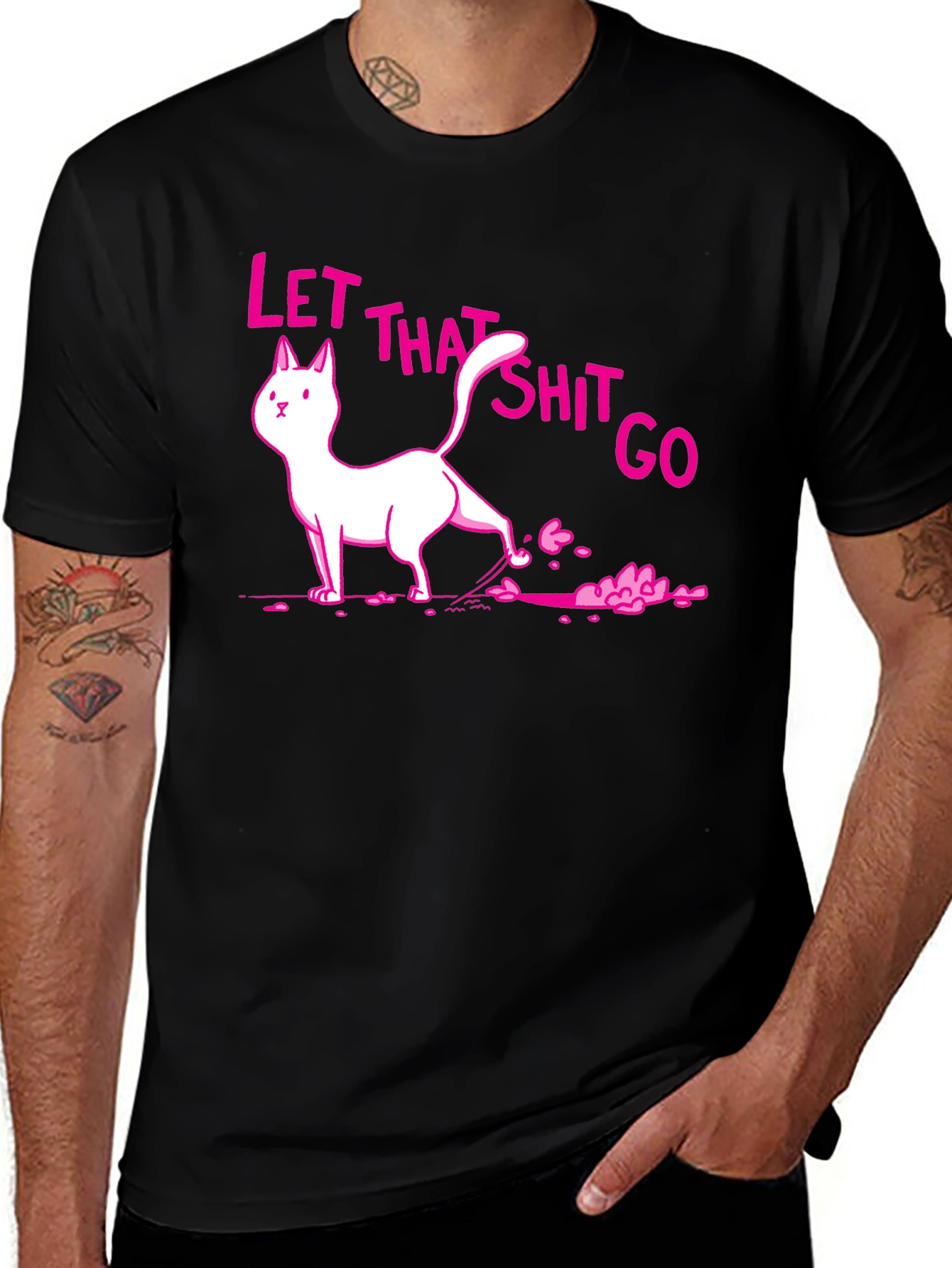 Variant 29 of Let That Shit Go T-Shirt Funny Cat Design