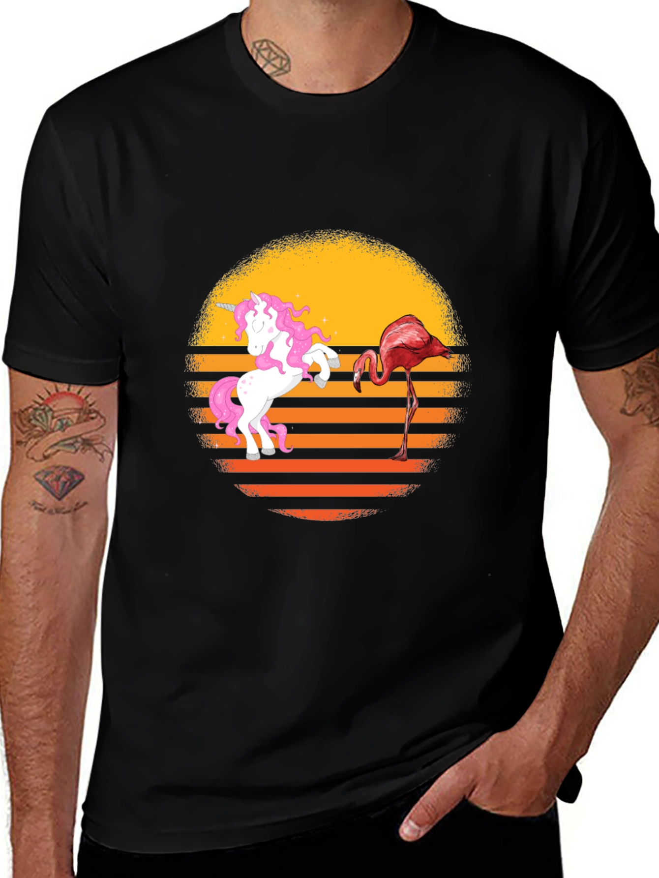 Variant 2 of Unicorn & Flamingo Sunset Graphic Tee