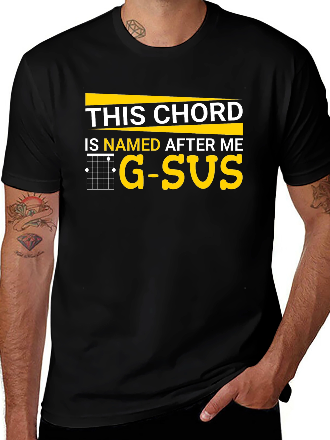 Variant 6 of Funny Guitarist "This Chord" T-Shirt