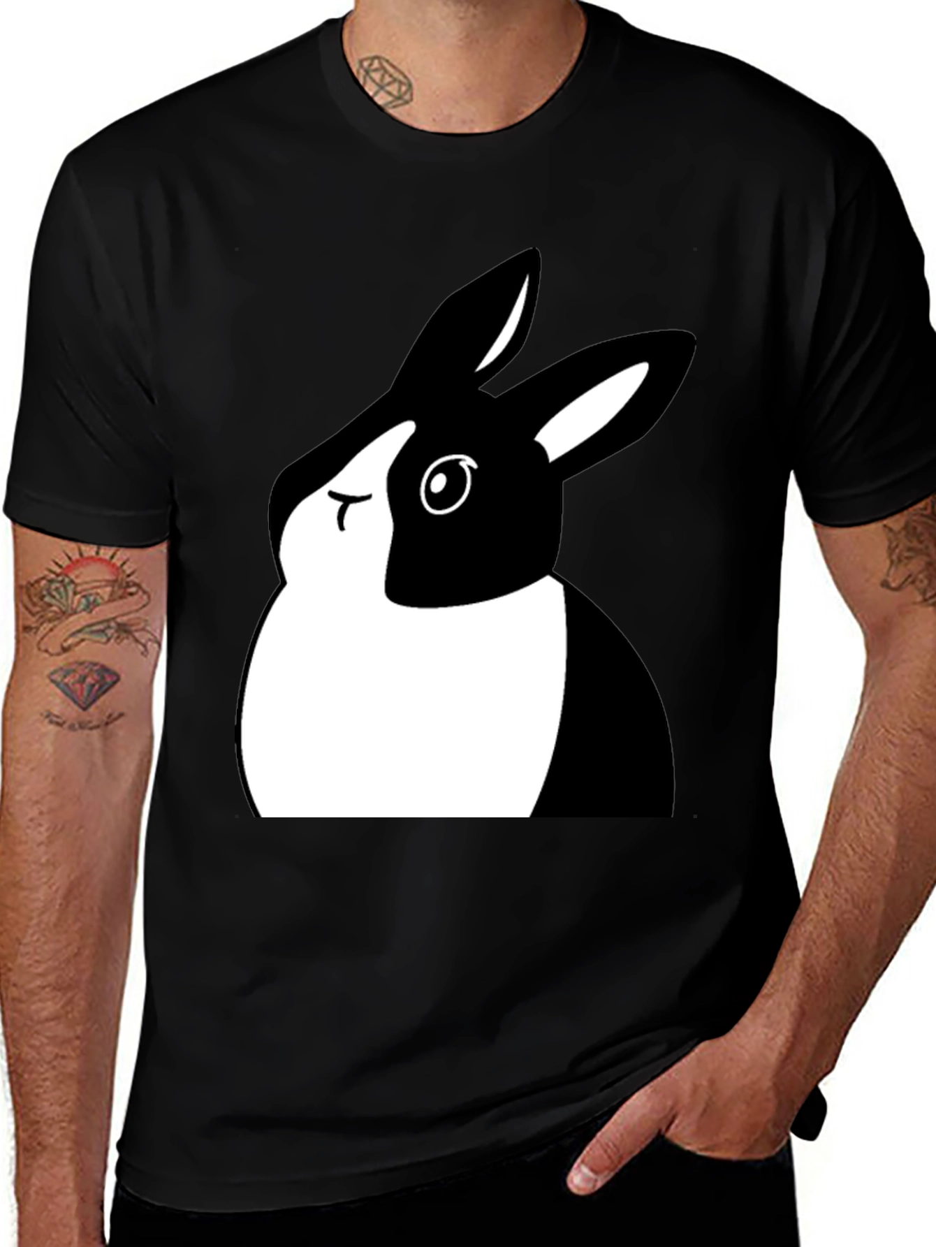 Variant 9 of Black Bunny Graphic Tee - Unisex