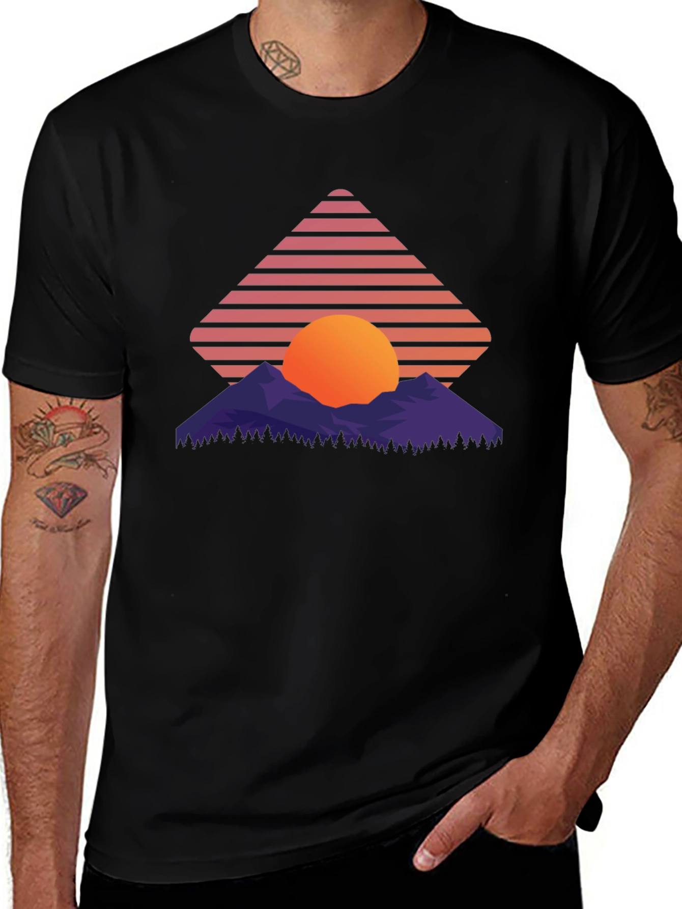 Variant 25 of Retro Sunset Mountain T-Shirt - Stylish Graphic Tee