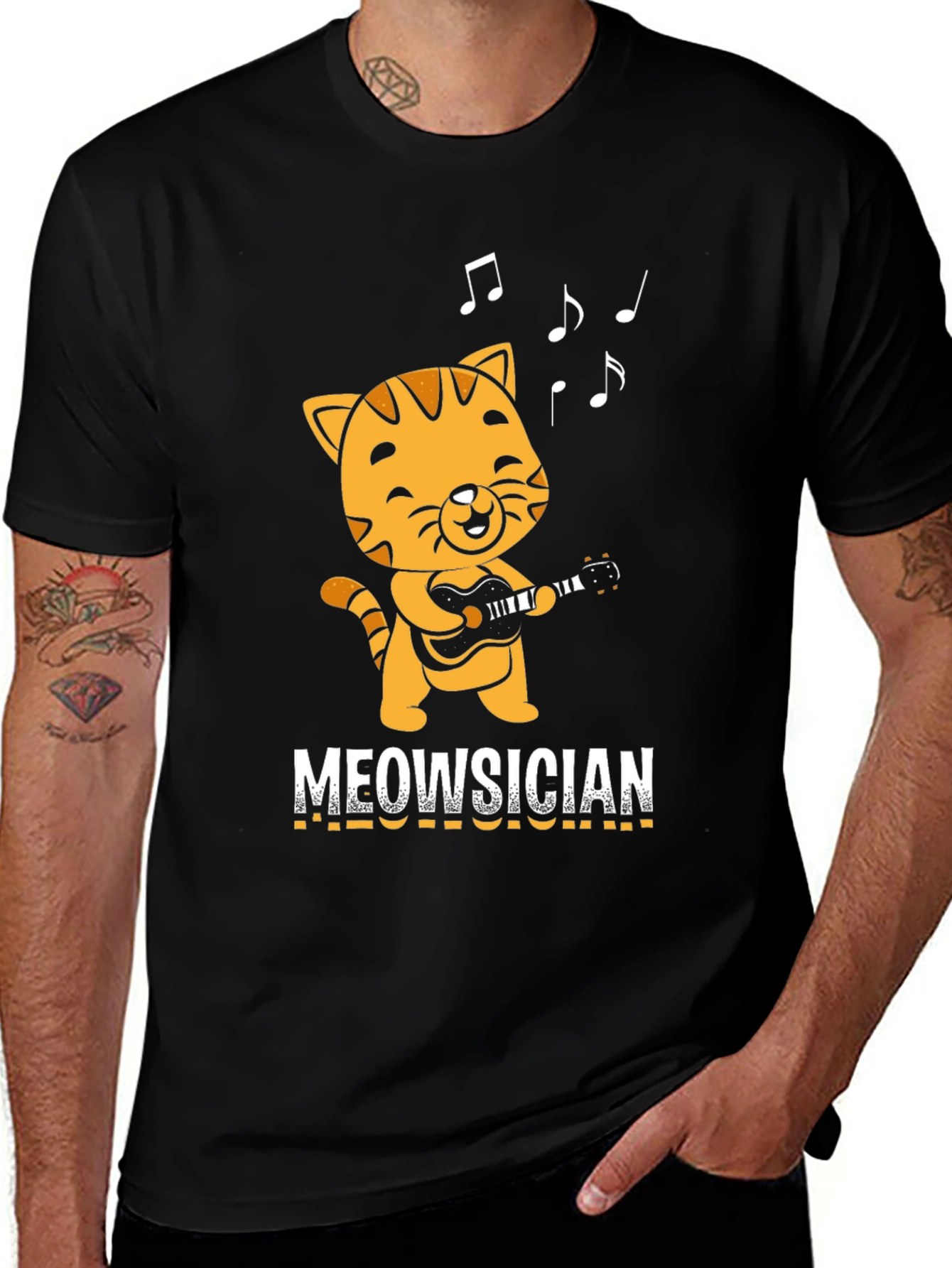 Variant 13 of Meowsician T-Shirt - Cat Playing Guitar!