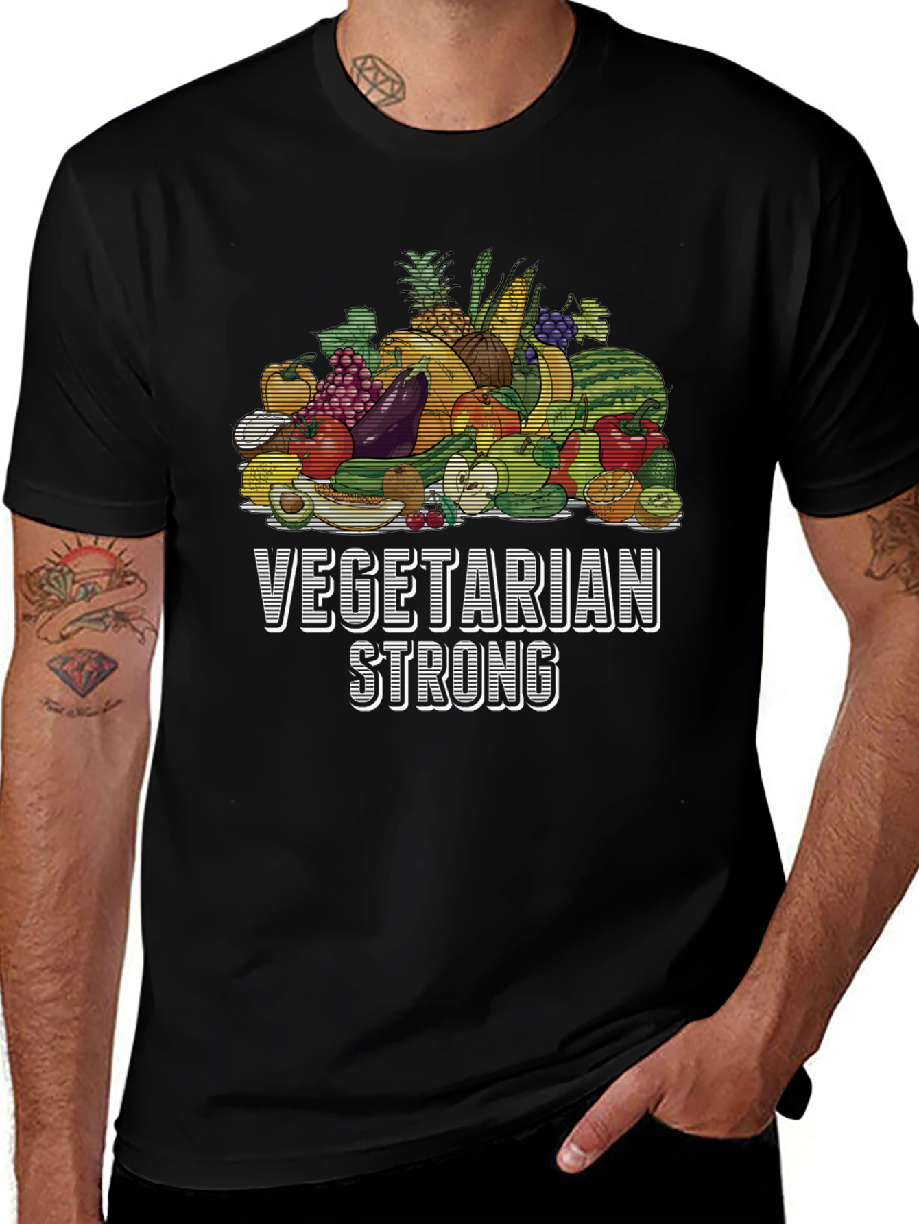 Vegetarian Strong Graphic Tee - Black