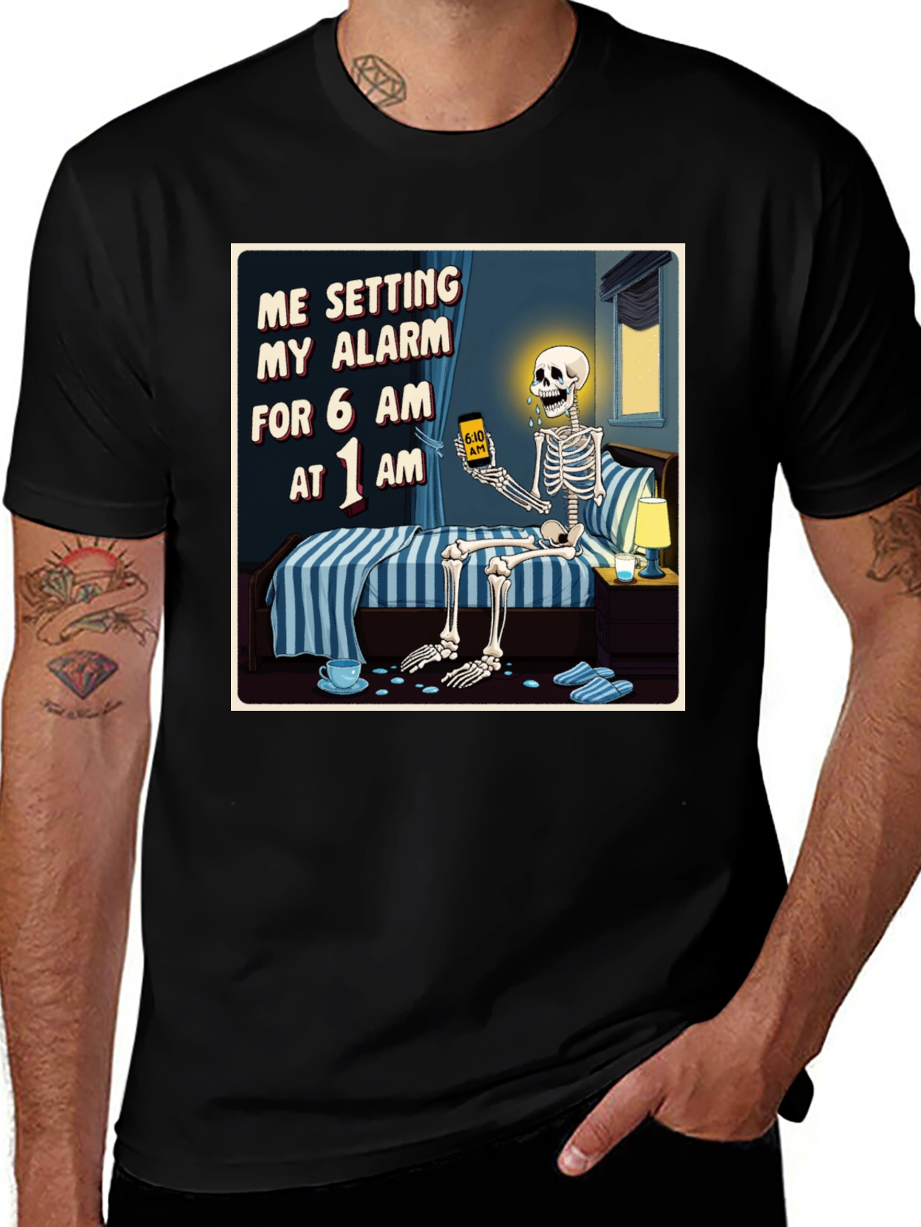 Variant 25 of Funny Skeleton Alarm T-Shirt