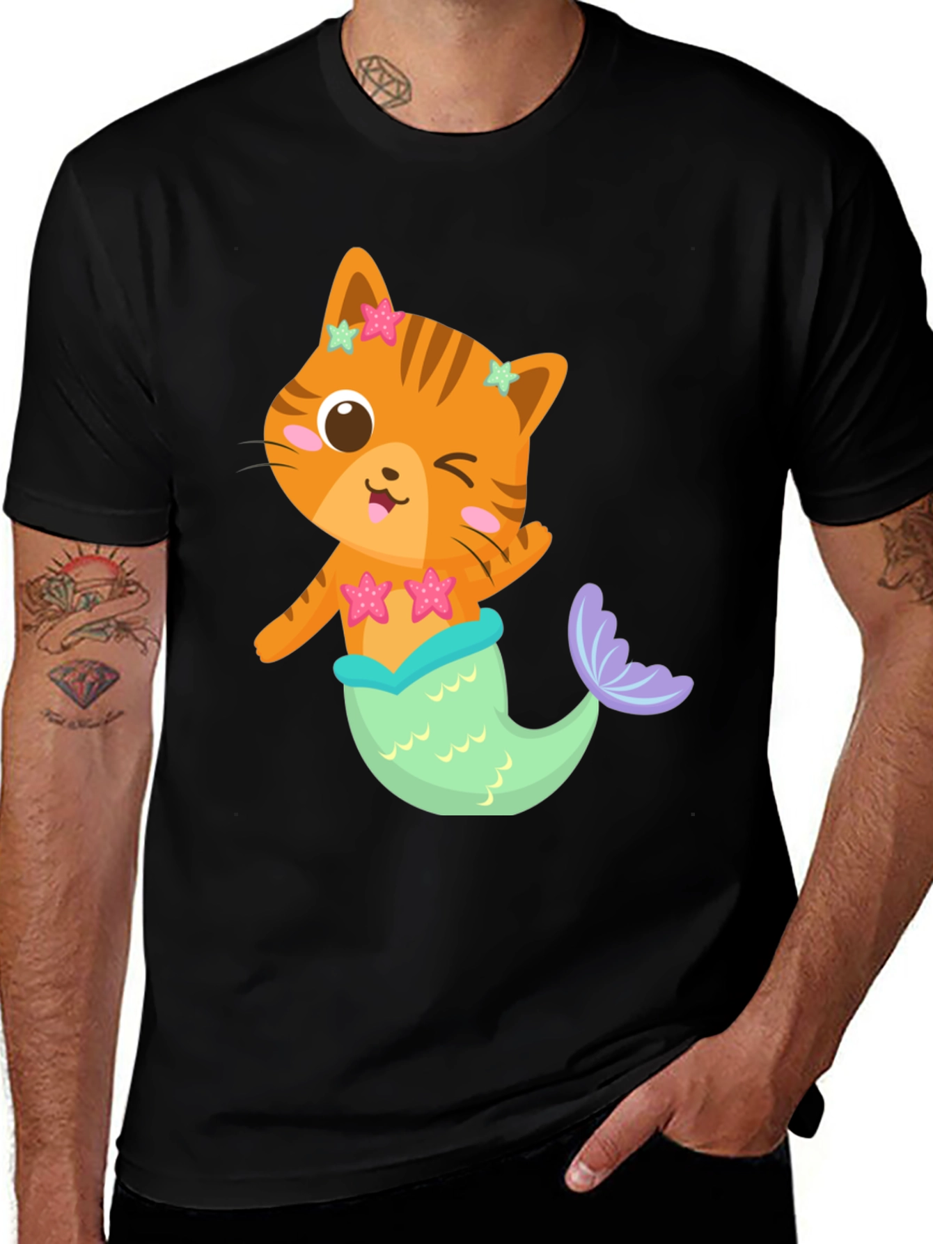 Variant 28 of Cat Mermaid Graphic T-Shirt