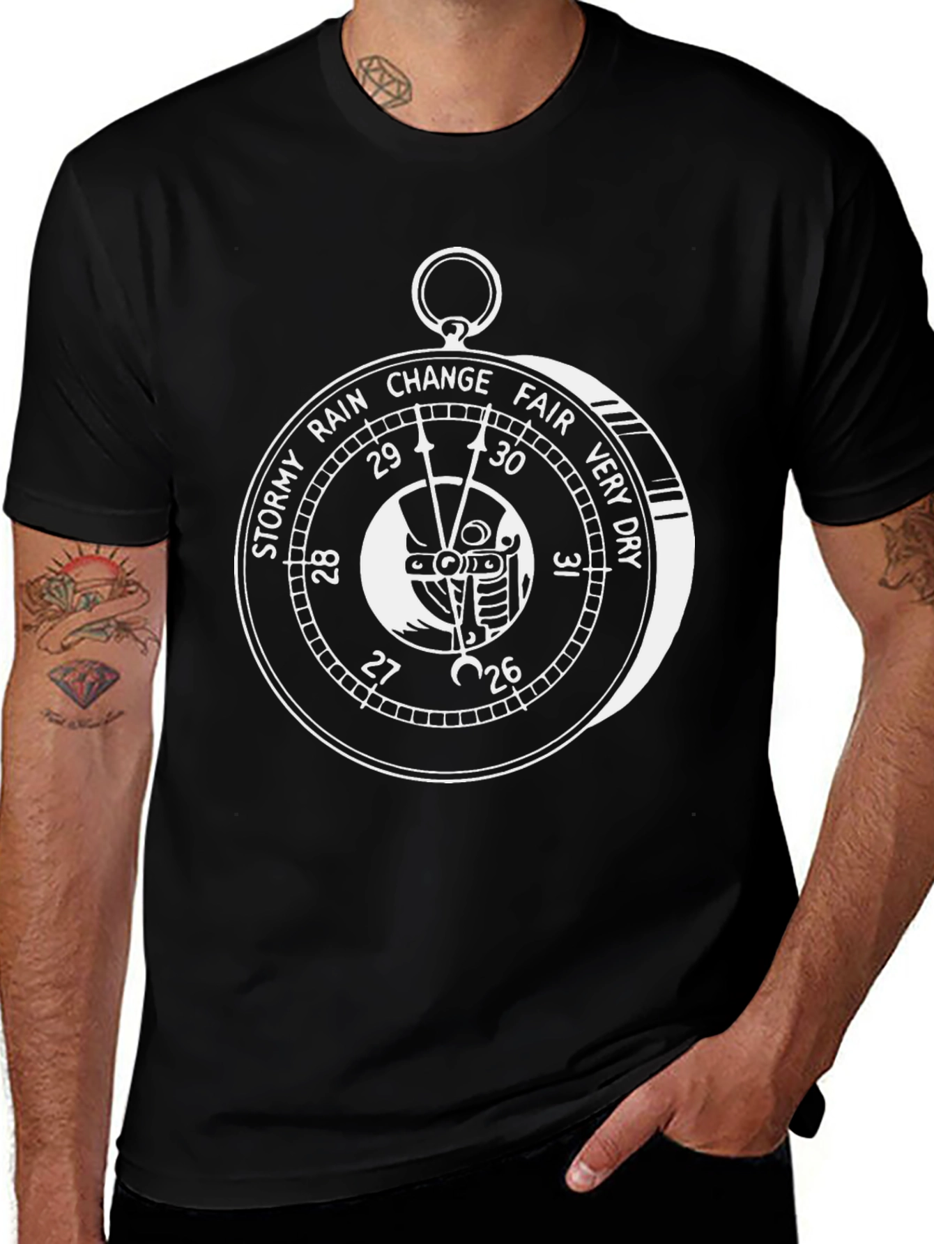 Variant 3 of Barometer Graphic T-Shirt - Weather Instrument Design