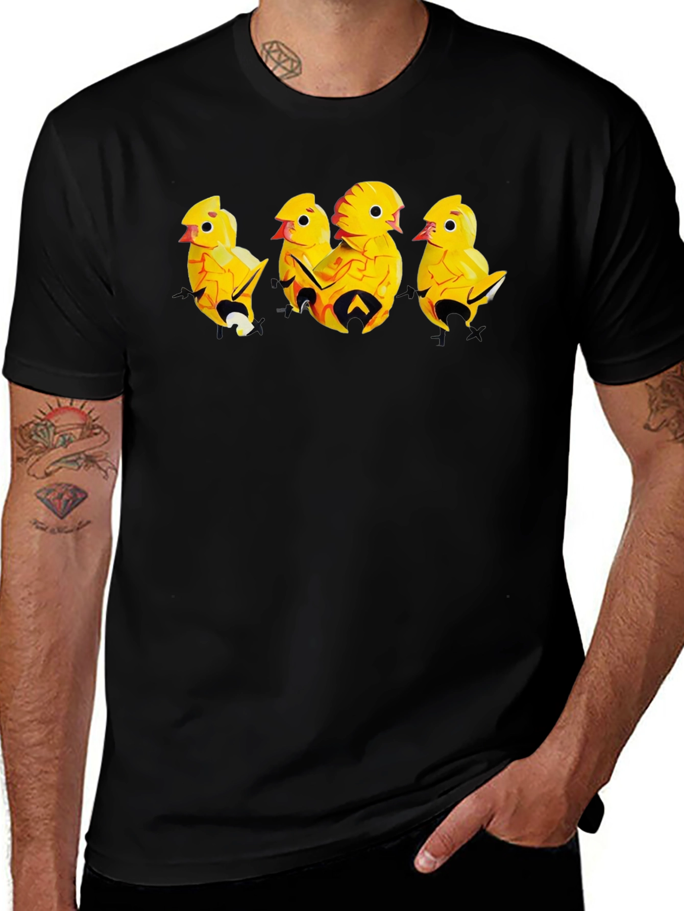 Variant 22 of Cute Yellow Chicks Black T-Shirt
