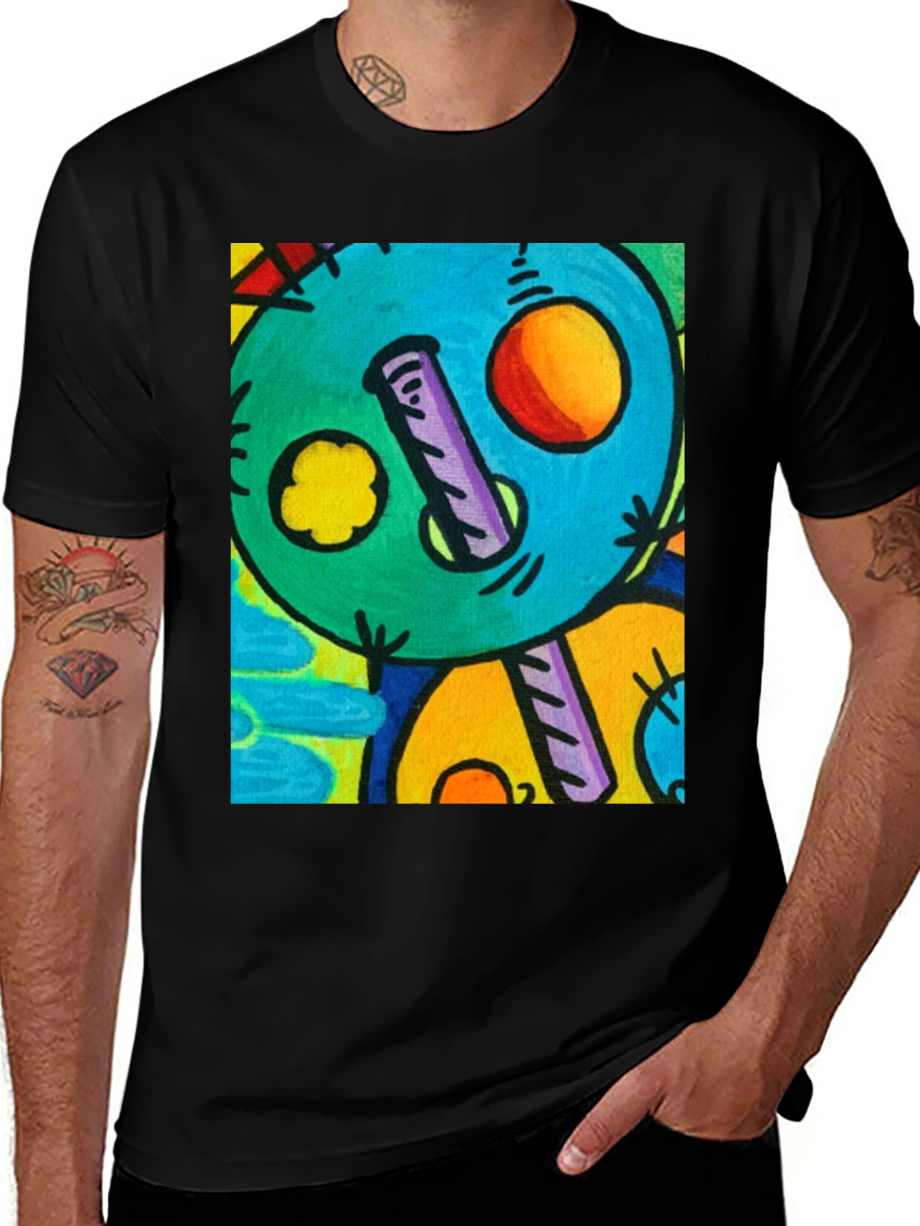Variant 22 of Abstract Art Graphic Print Black T-Shirt