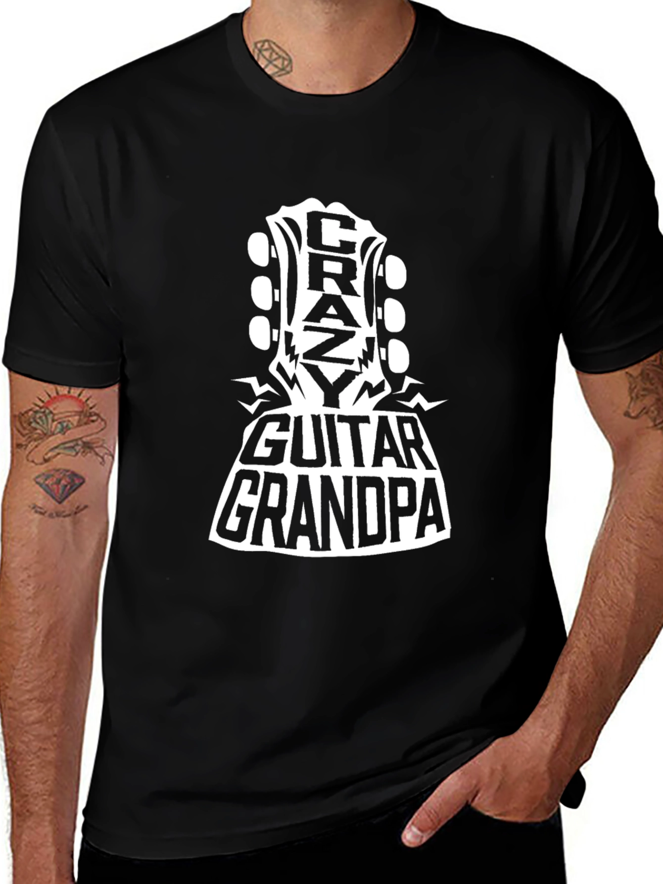 Variant 7 of Crazy Guitar Grandpa Black T-Shirt