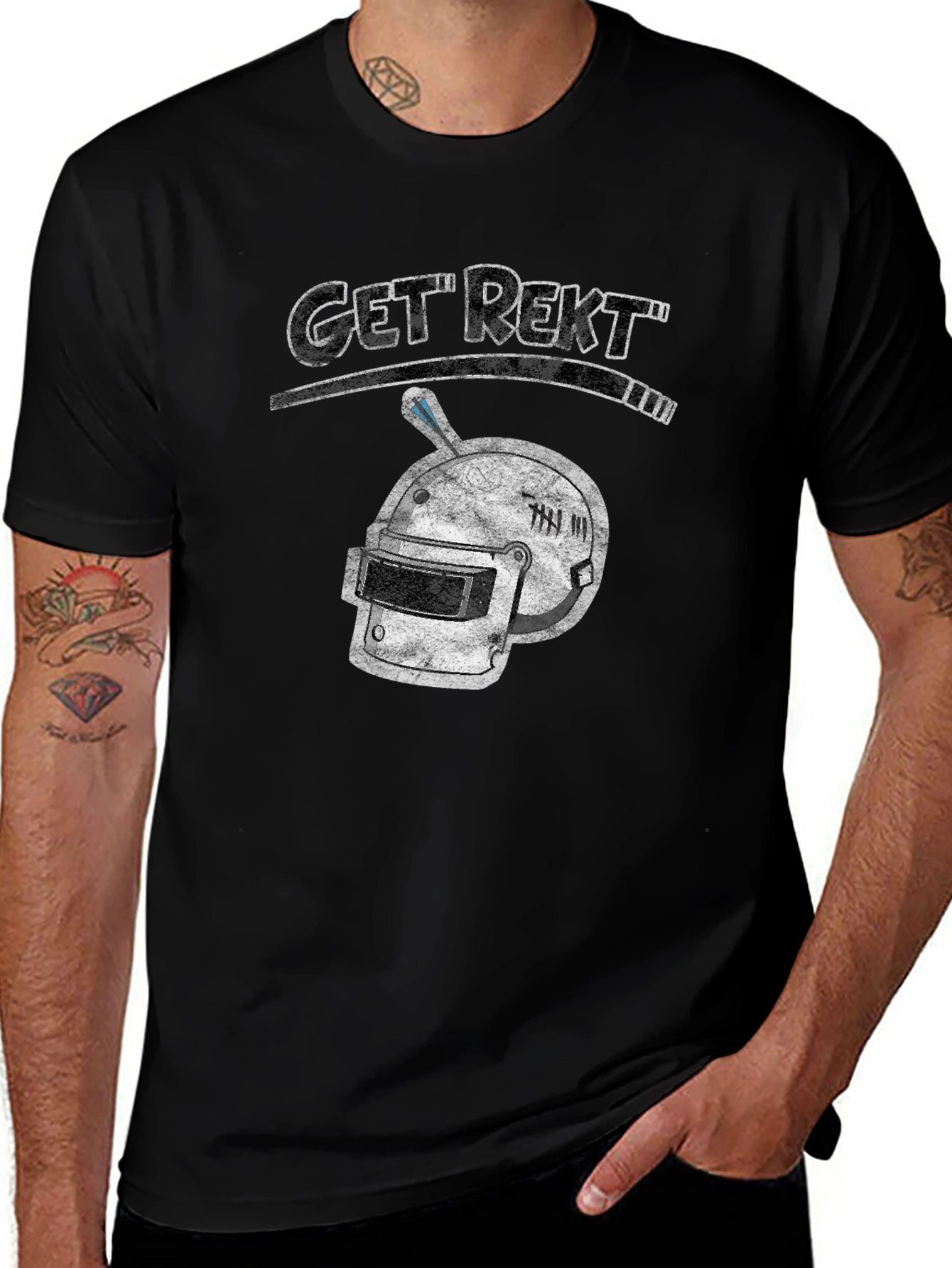 Get Rekt PUBG Helmet Graphic T-Shirt