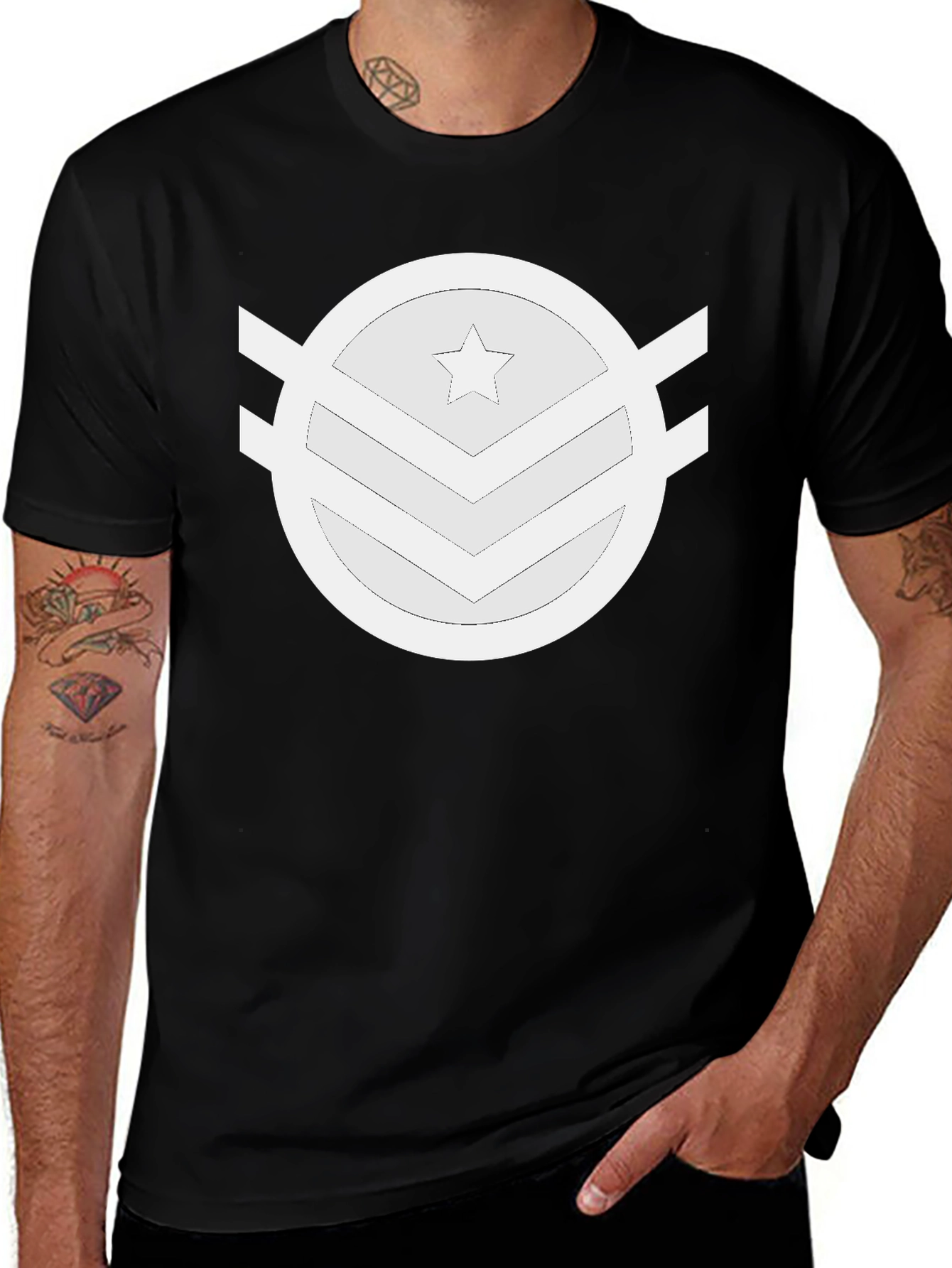 Variant 8 of Graphic Tee - Star Chevron Circle Design