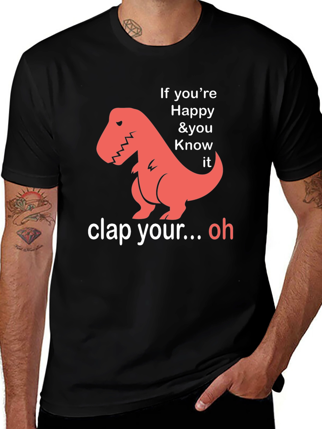 Variant 5 of Funny Dinosaur T-Shirt - If You're Happy & You Know It