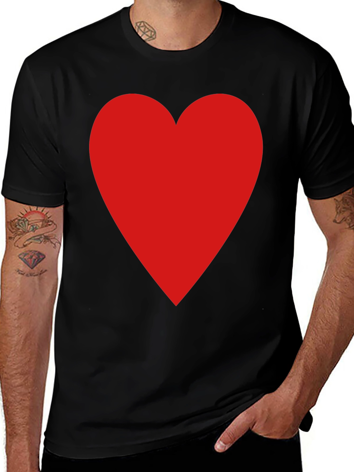 Variant 7 of Red Heart Graphic Black T-Shirt