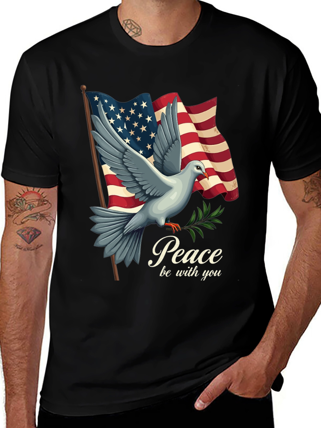 Peace Dove & US Flag Graphic Tee