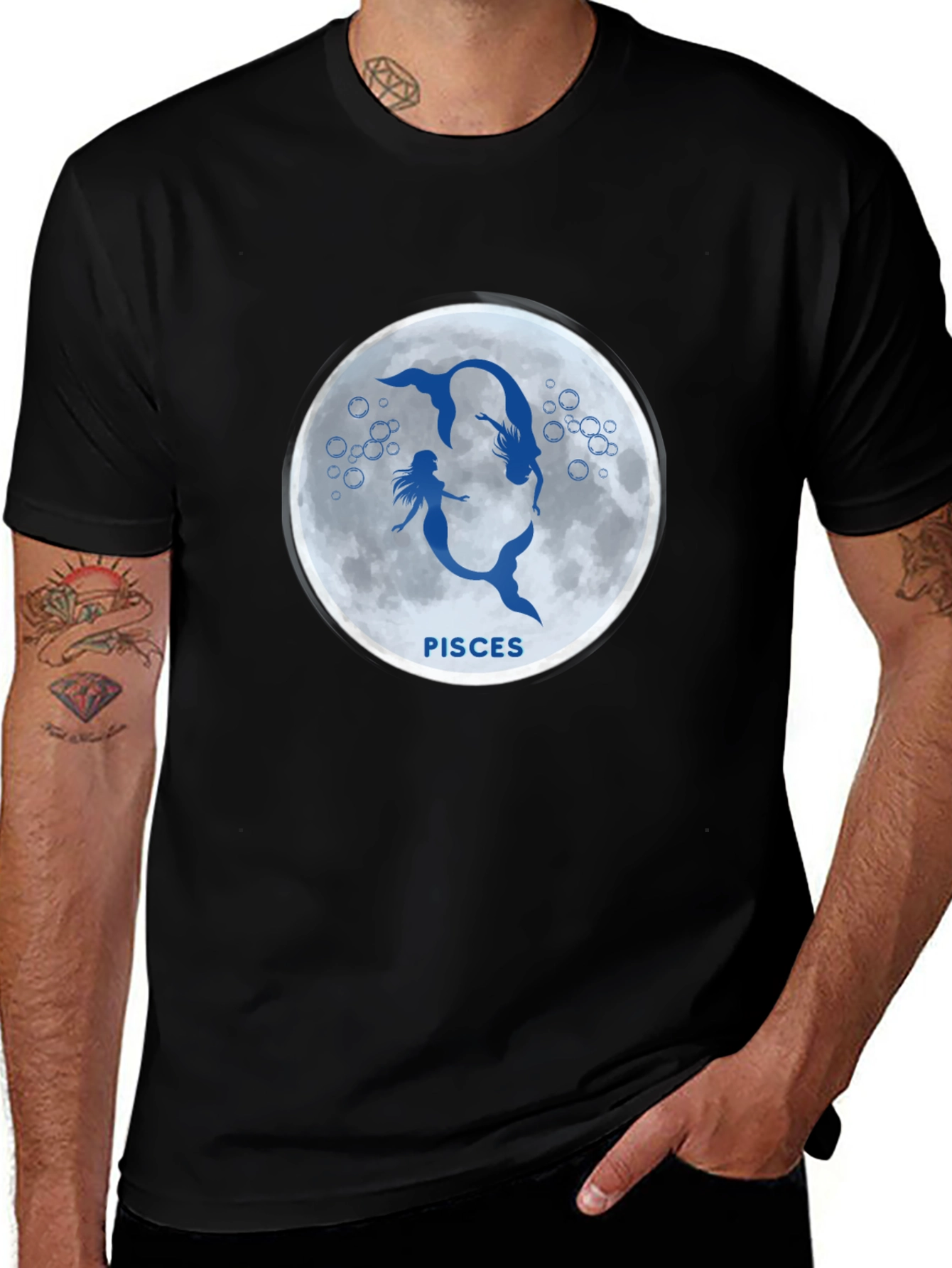 Variant 20 of Pisces Mermaid Zodiac Black T-Shirt