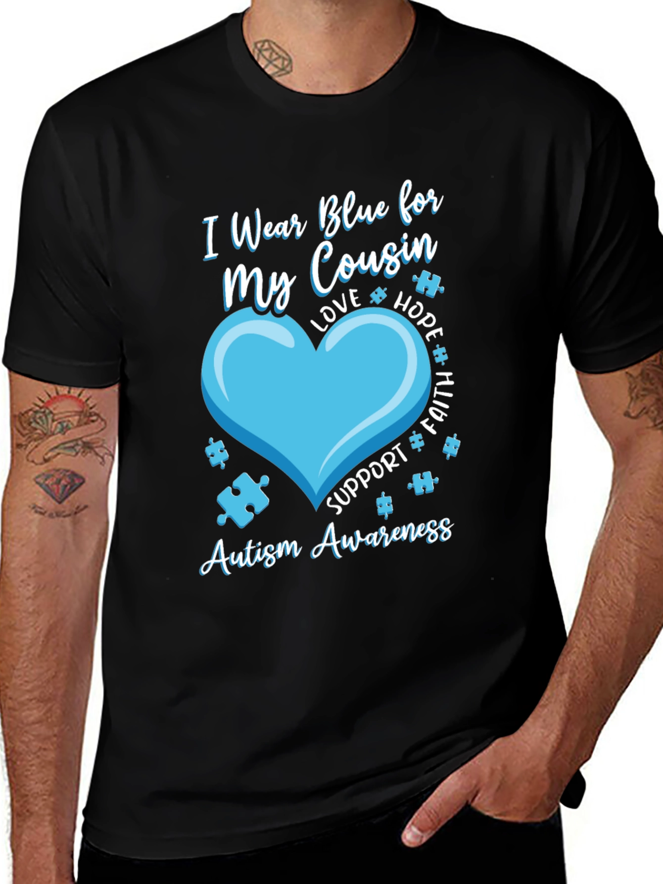 Autism Awareness T-Shirt I Wear Blue For My Cousin 