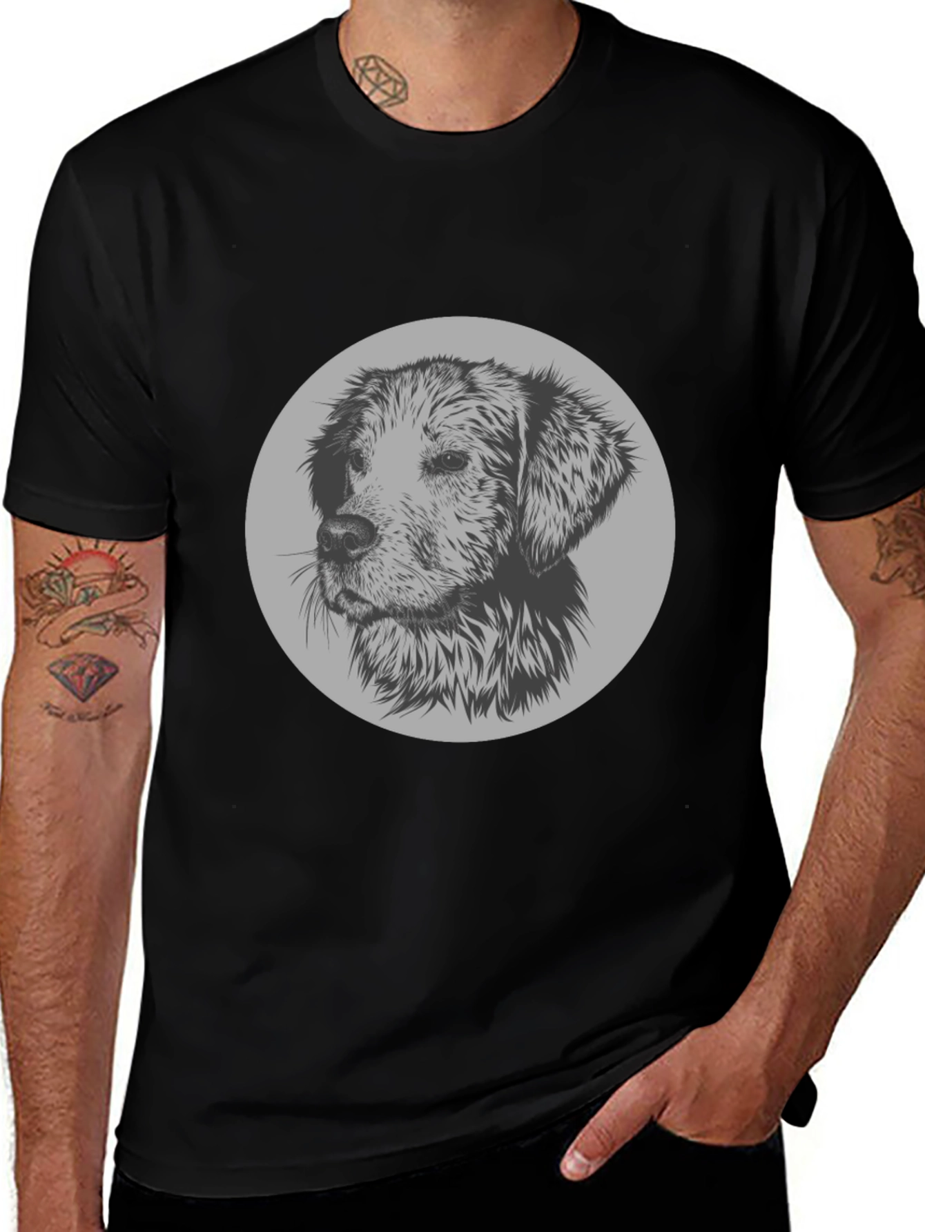 Variant 19 of Dog Graphic Print Crew Neck T-Shirt