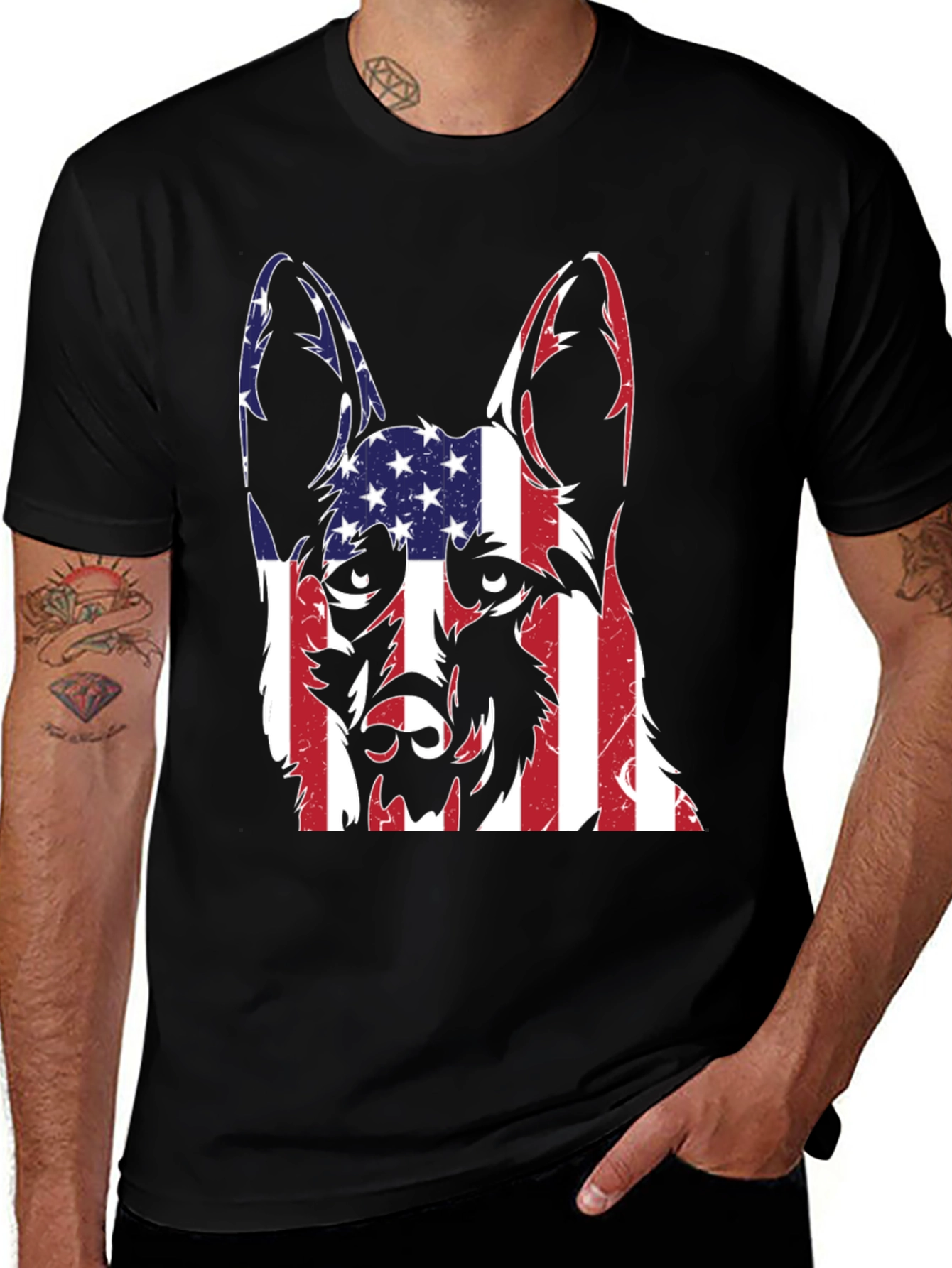 Variant 11 of Patriotic German Shepherd Men's Graphic Tee