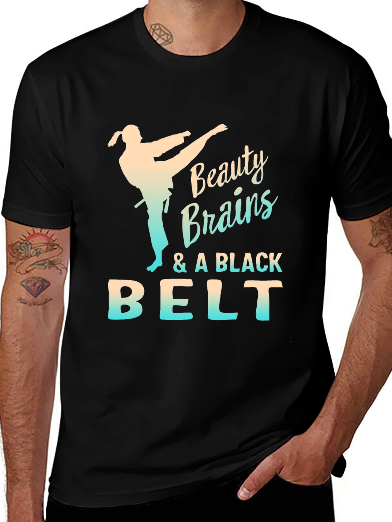 Variant 17 of Beauty Brains & A Black Belt Graphic Tee