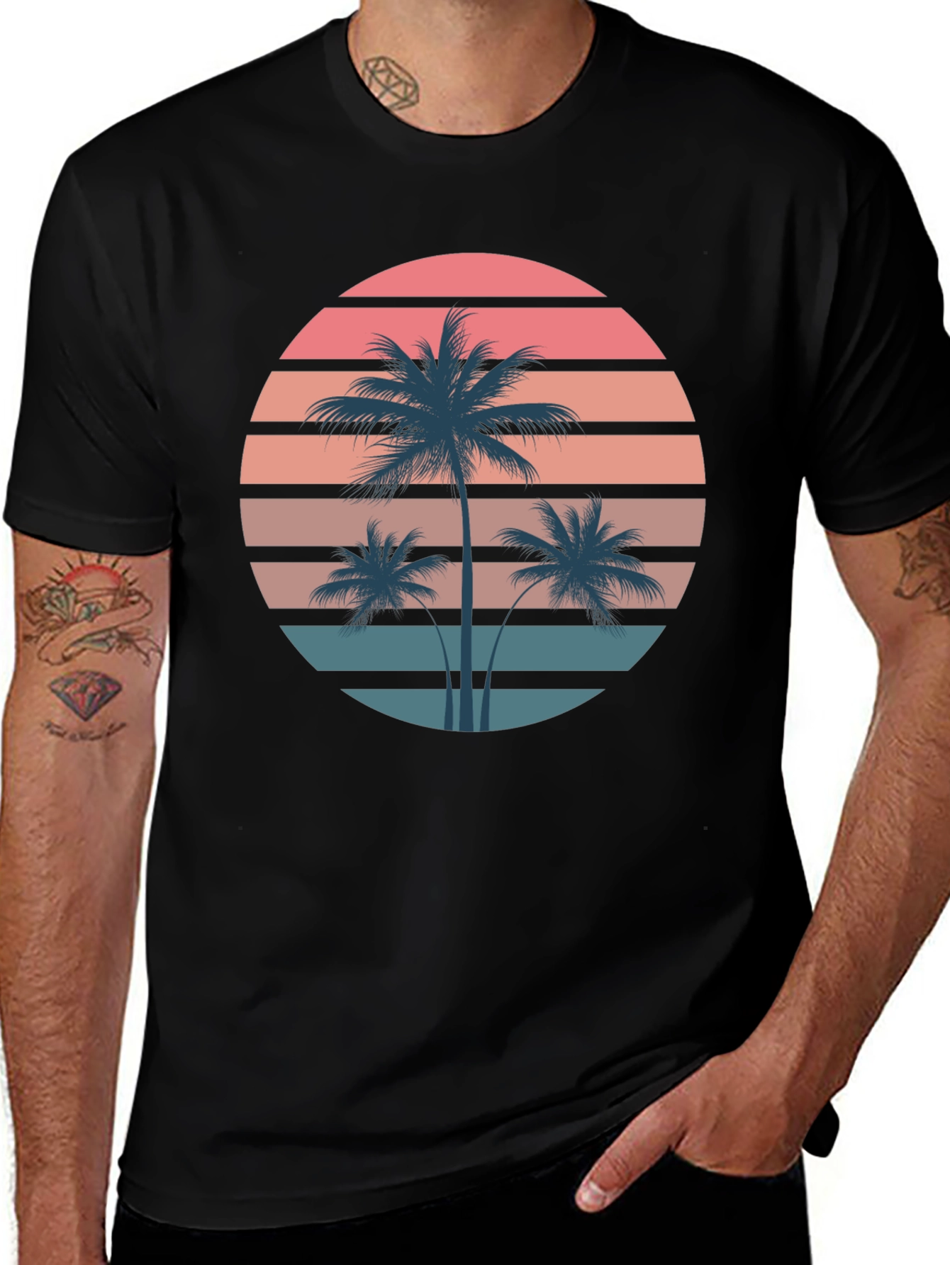 Variant 26 of Retro Palm Tree Sunset Graphic T-Shirt