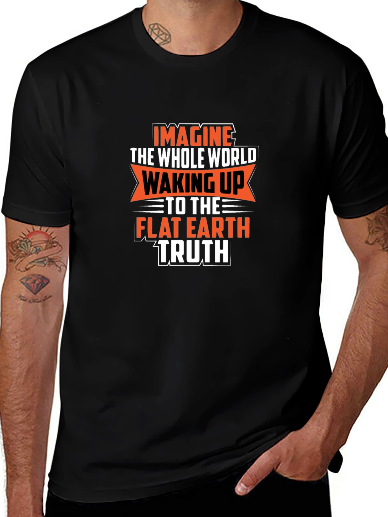 Variant 17 of Flat Earth Truth Graphic Tee - Imagine the World Awake
