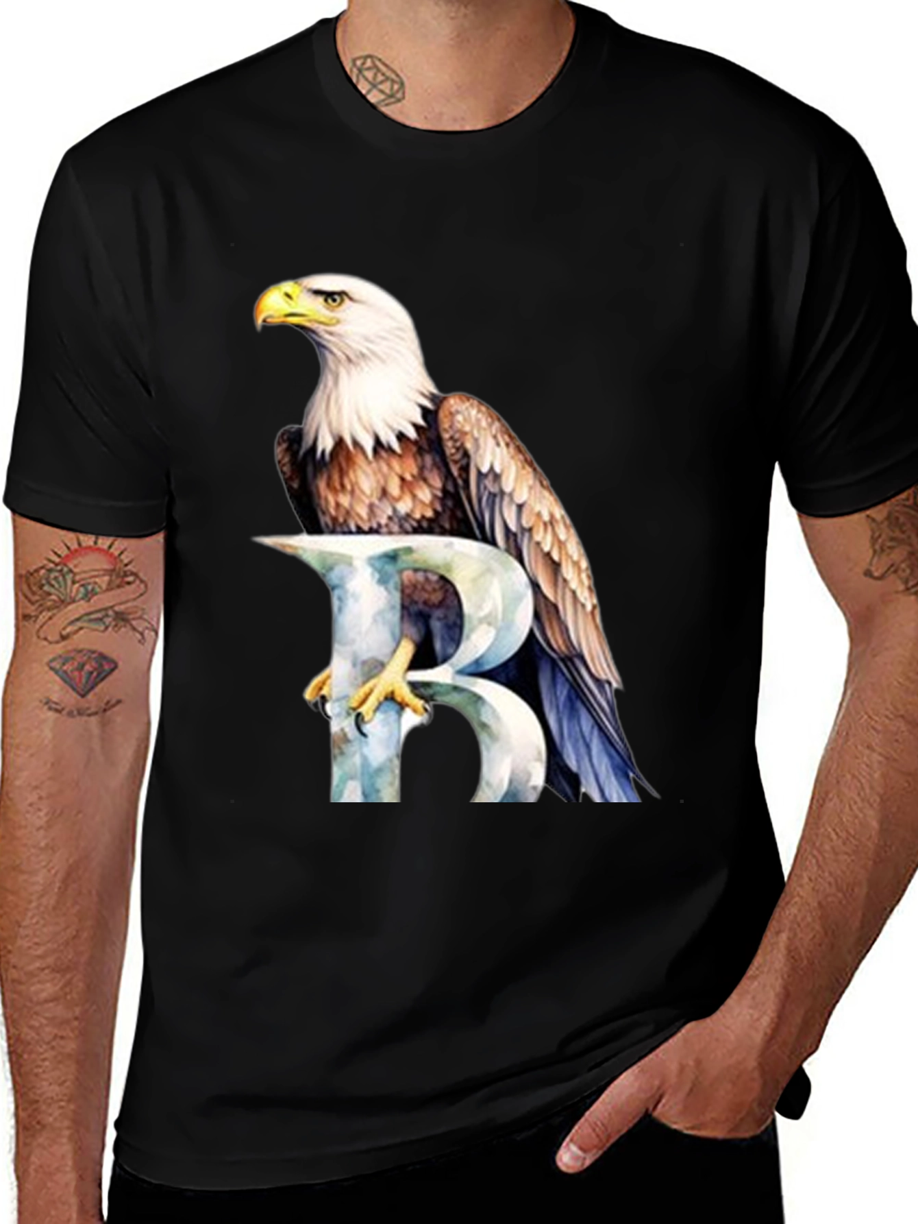 Eagle & Letter B Graphic Tee - Bold Style