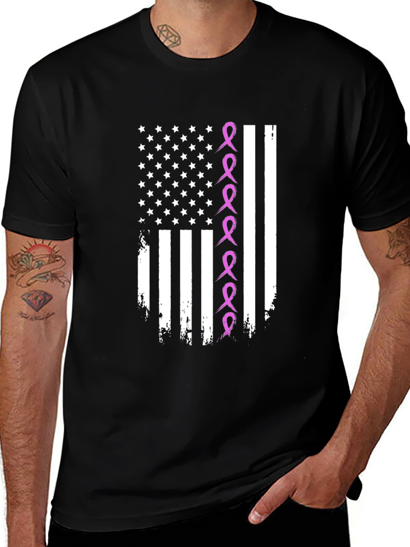 Variant 25 of American Flag Ribbon Graphic Tee