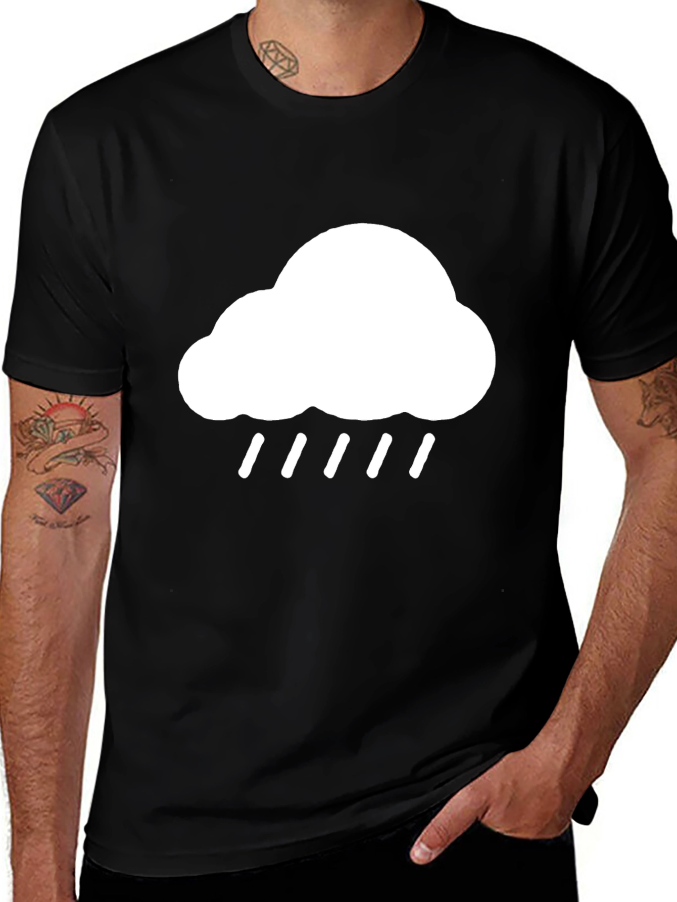 Variant 14 of Cloud Rain Graphic Black T-Shirt